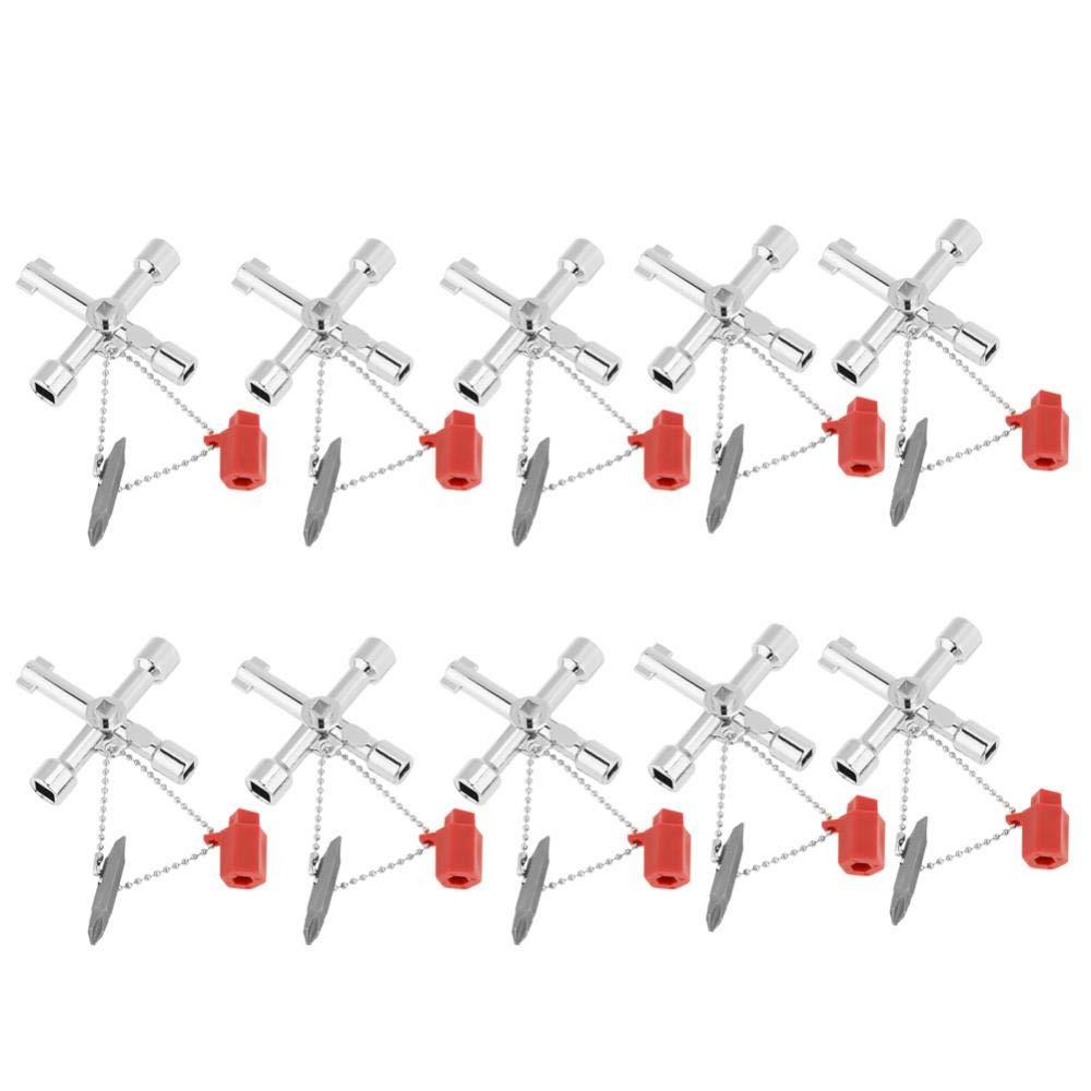 Sheens 10pcs Universal Intersect Key Multifunctional 4 Way Intersect Key Wrenches for
