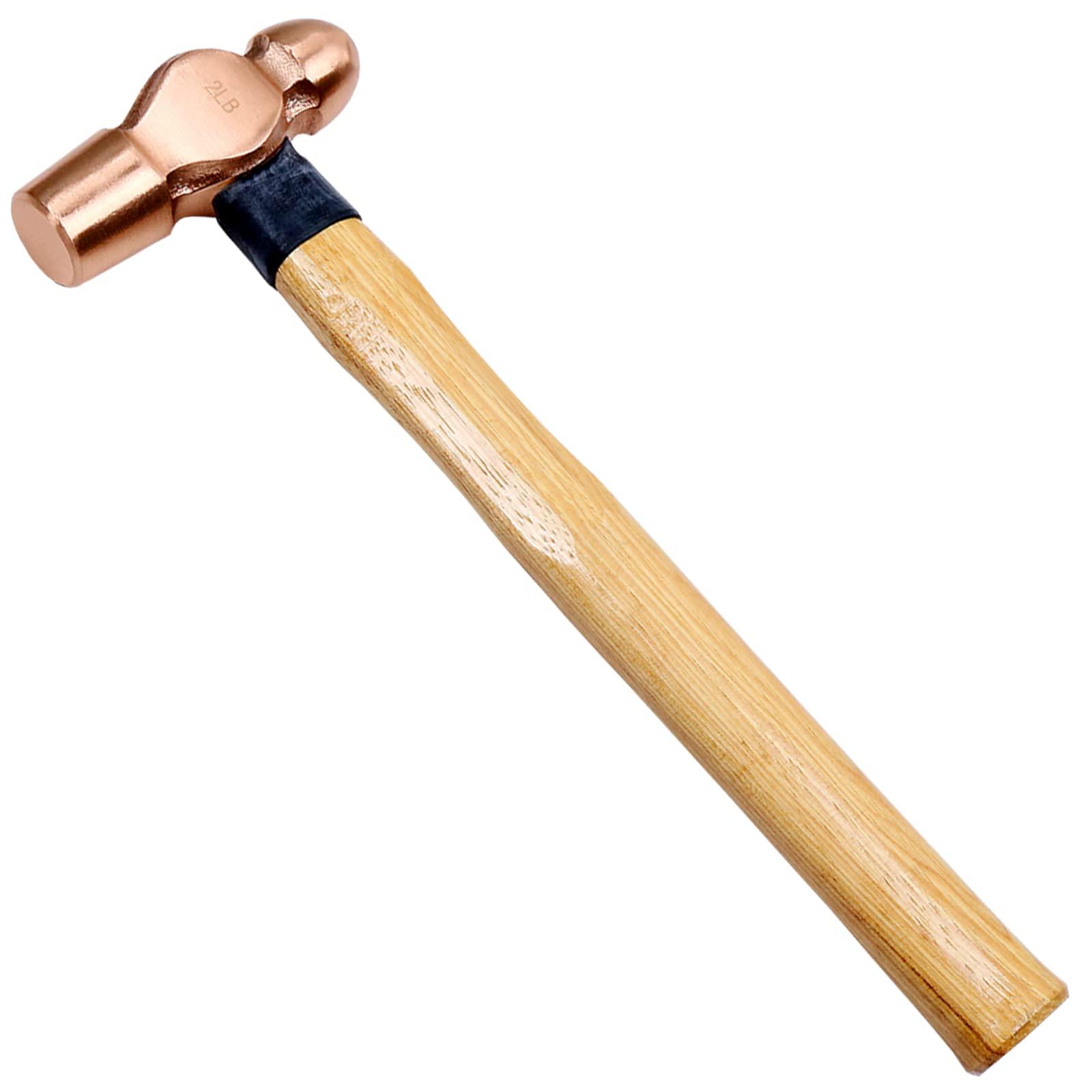 WEDO Copper Ball Peen Hammer 8 oz(1/2lb), Ball Pein Hammer with Wooden Handle, Length