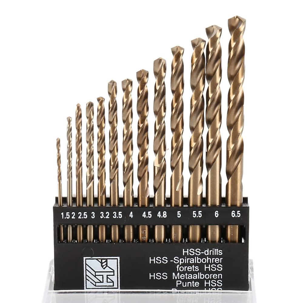 Cobalt Metric Drill bits Set 1.5mm-6.5mm/13PCS High-Speed Steel Drill bit for Stainless Steel