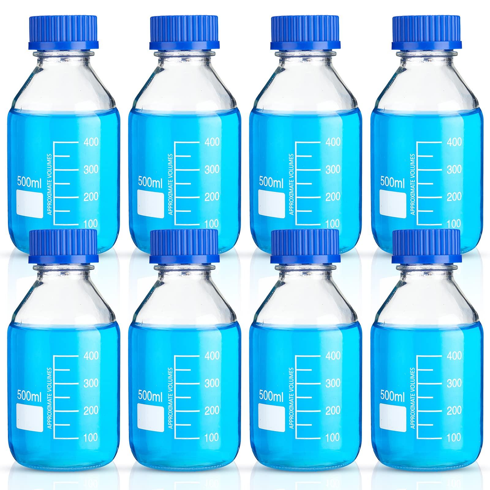 Irenare Media Storage Bottles Borosilicate Storage Glass Scientific Round Graduated Media
