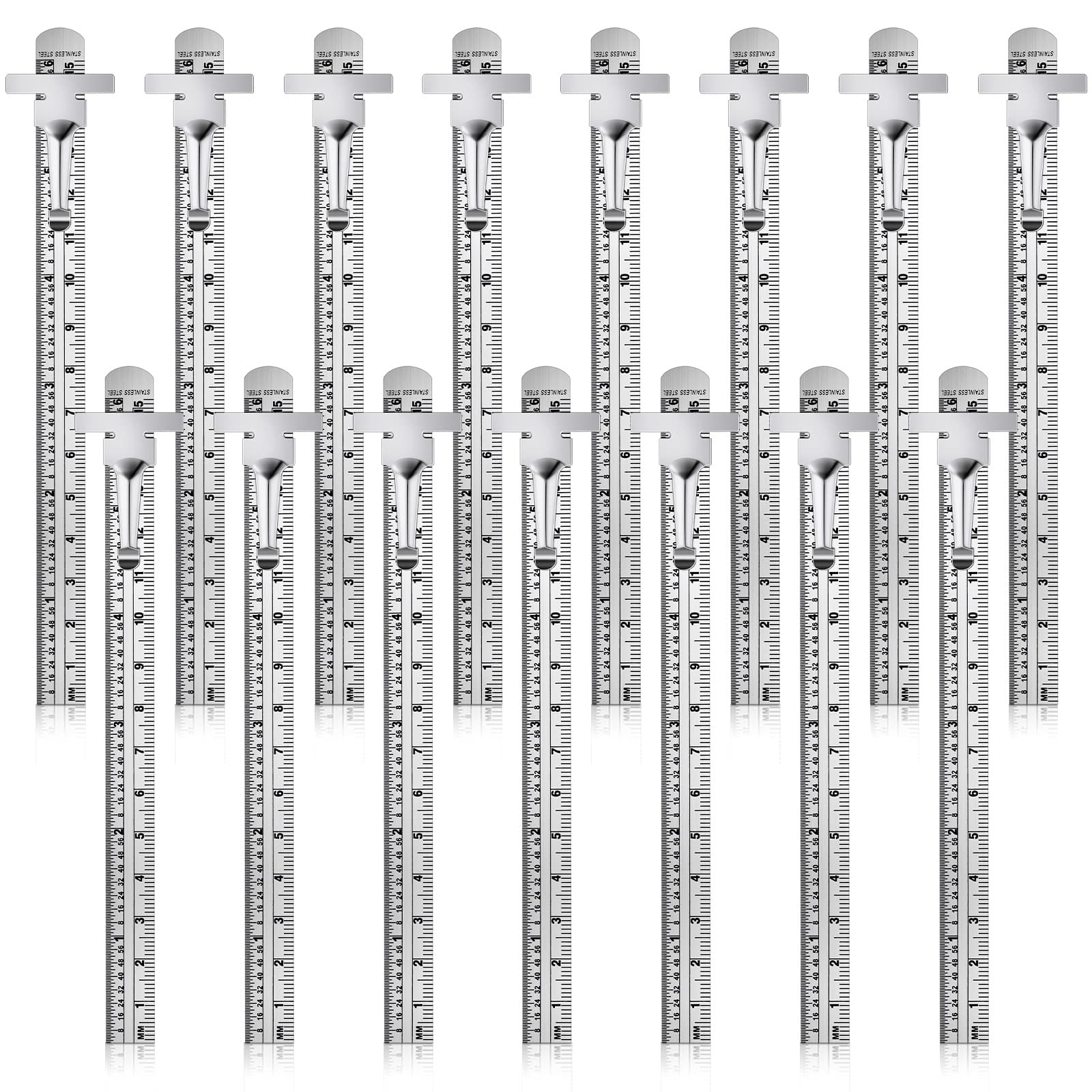 30 Pieces 6 Inch 15 cm Pocket Ruler Flexible Precision Stainless Steel Ruler with Detachable