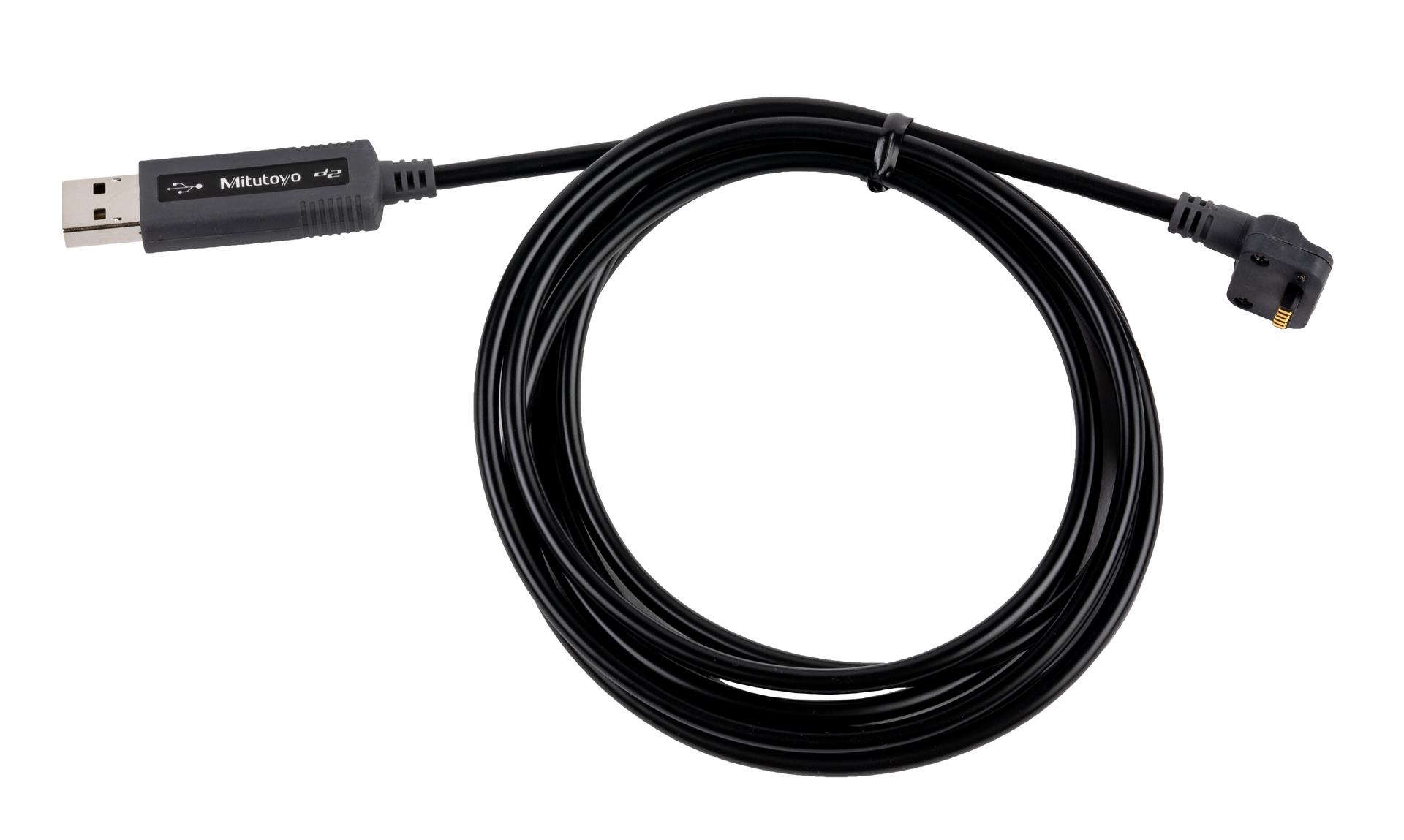 Mitutoyo, 06AFM380B, USB Data Input Tool, Connector B, incorporates a data switch, so the tool is usable regardless of whether or not the measuring instrument has a switch