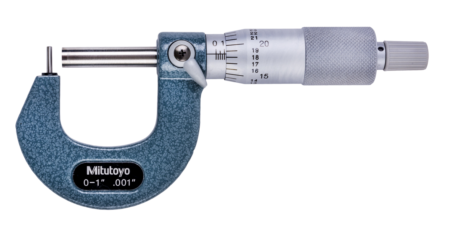 Mitutoyo, 115-305, 0-1 In, .001 In Mechanical Tube Micrometer, .185 In Cylindrical Anvil, Ratchet Stop