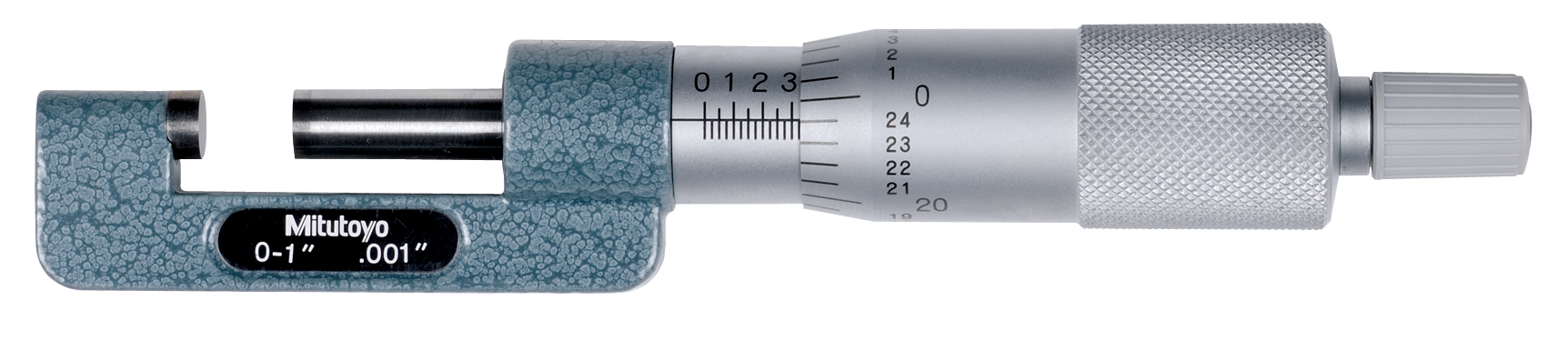 Mitutoyo, 147-351, Mechanical Hub Micrometer 0-1 inches range, .001 inches graduation, .0001 inches accuracy