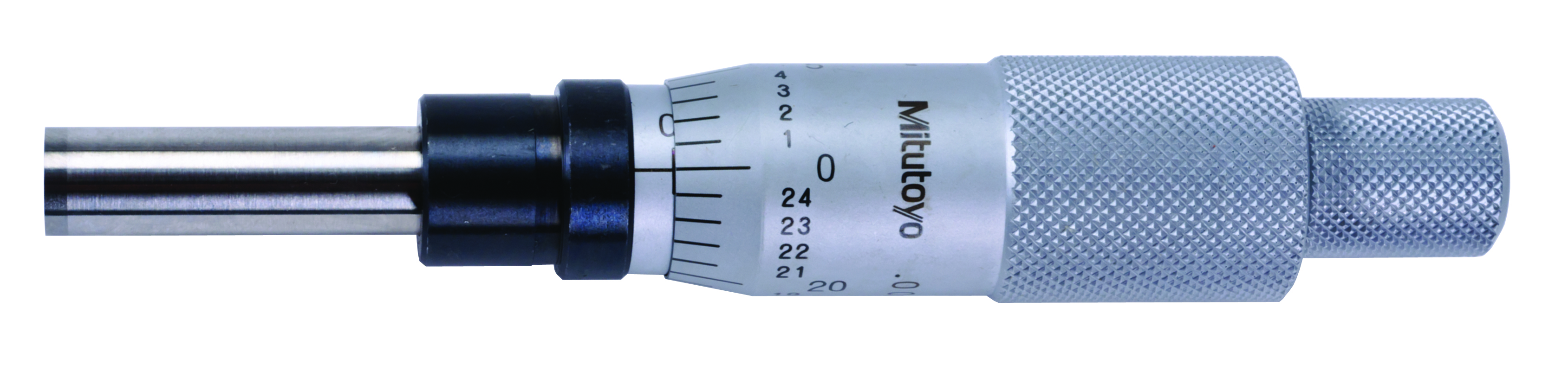 Mitutoyo, 153-207, 0-1 In, .001 In, Mechanical Micrometer Head, .5 In Diameter Plain Stem, Flat Carbide Tipped Spindle Face, Non-Rotating Spindle
