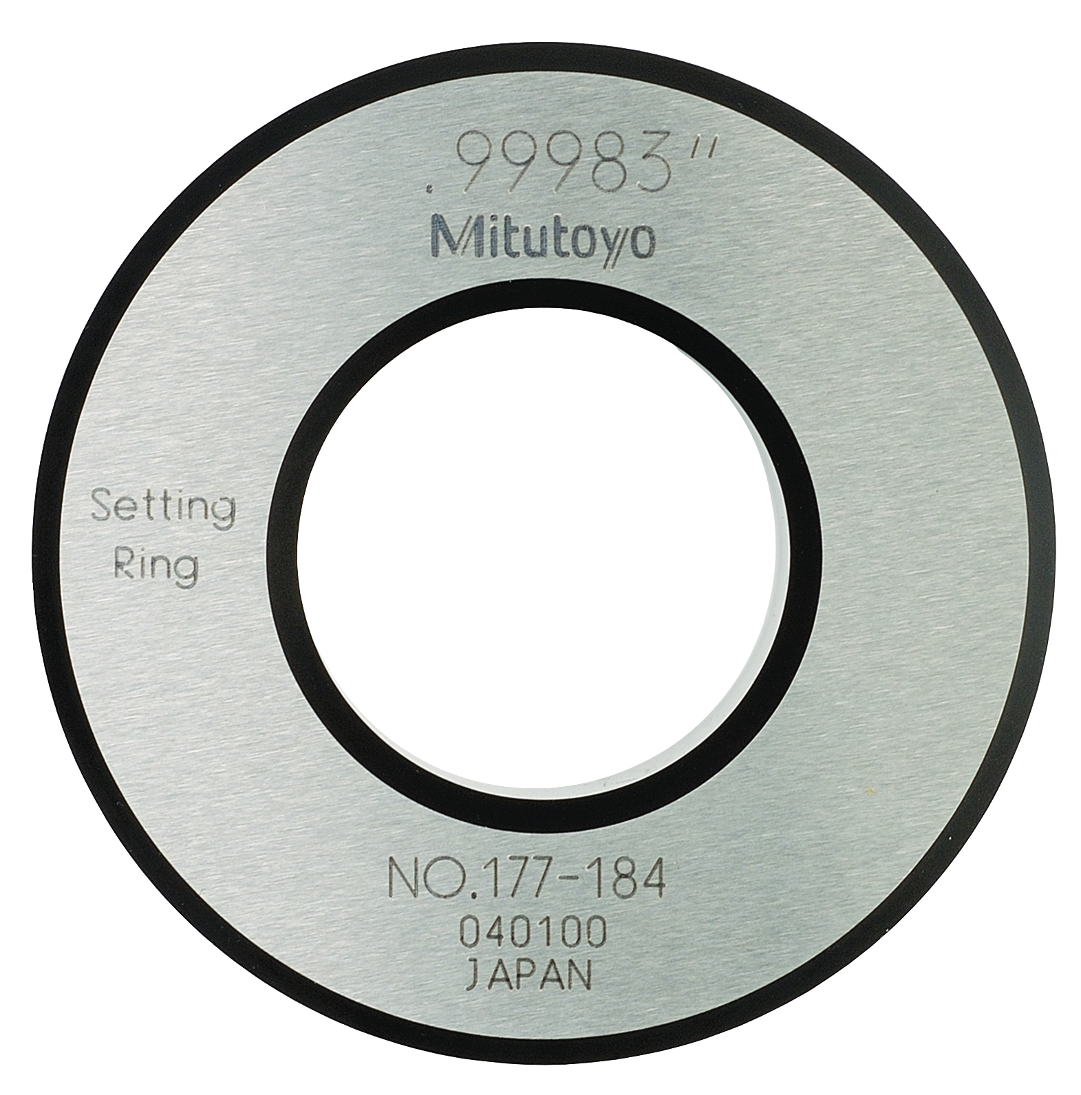 Mitutoyo, 177-184, Setting ring, for inside micrometers, holtest/dial bore gages, 1in nominal diameter, 53mm diameter, 15mm T, Type A, 3.0mm distance from side face H, 9mm size of warranted cal surface K