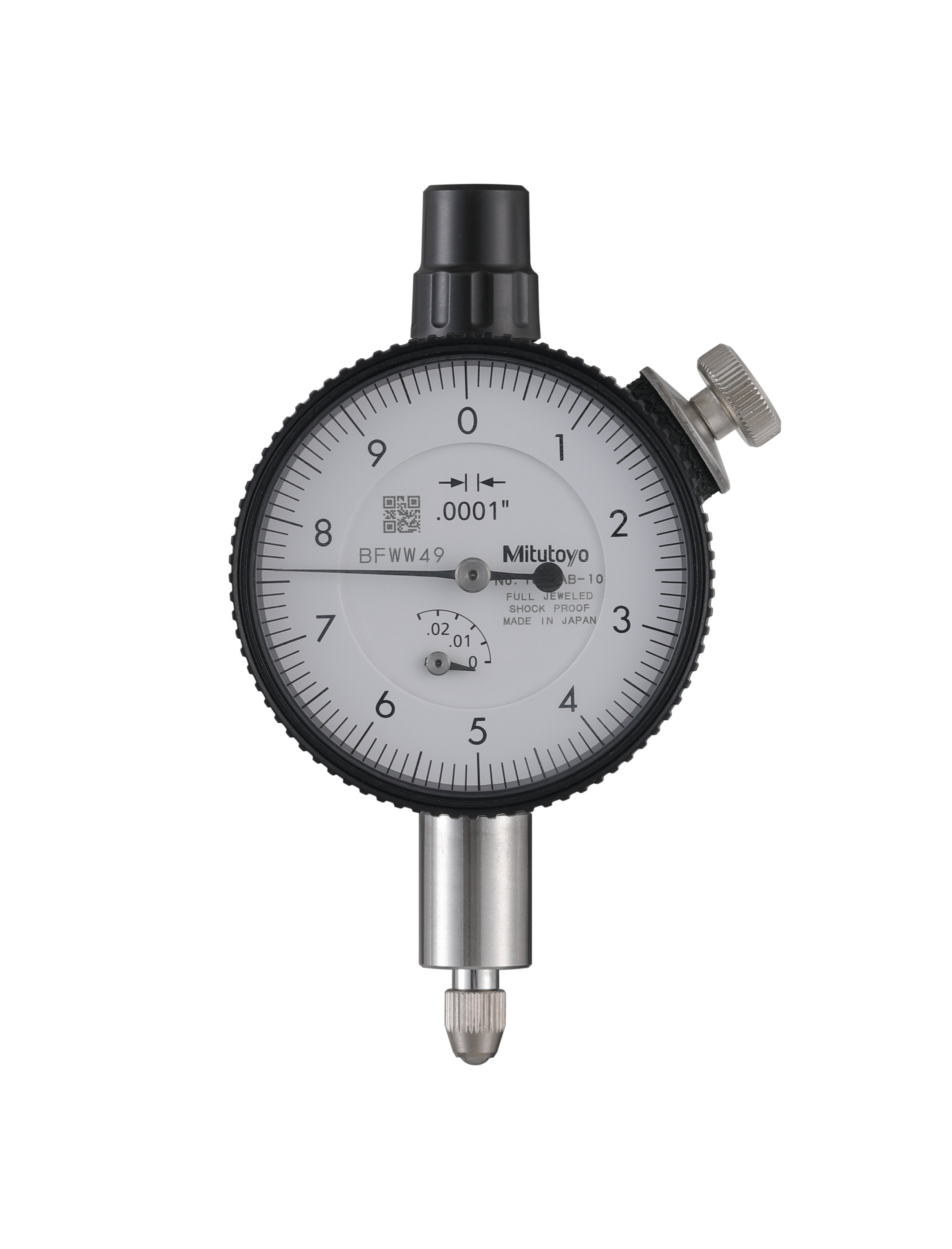Mitutoyo, 1802AB-10, DIAL INDICATOR, .0001-.025 In, Flat Back