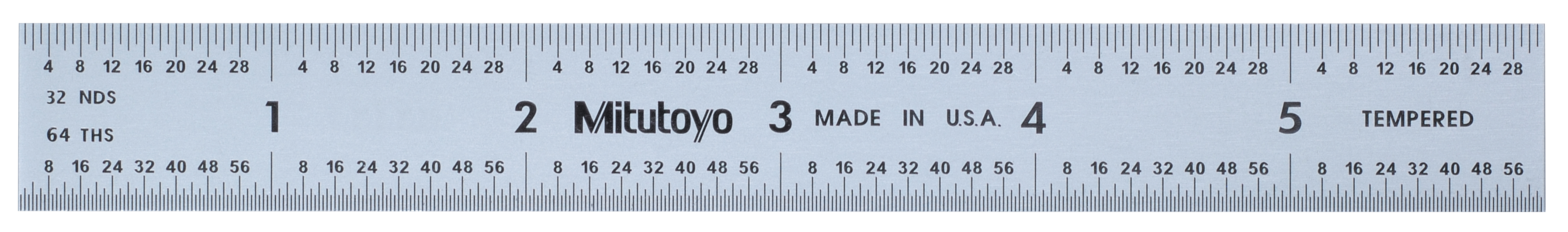 Mitutoyo, 182-104, 6 In, 3R Steel Rule, 3/4 In  Wide, Rigid, Satin Chrome Finish Tempered Stainless Steel, (1/32, 1/64, 1/10, 1/50)
