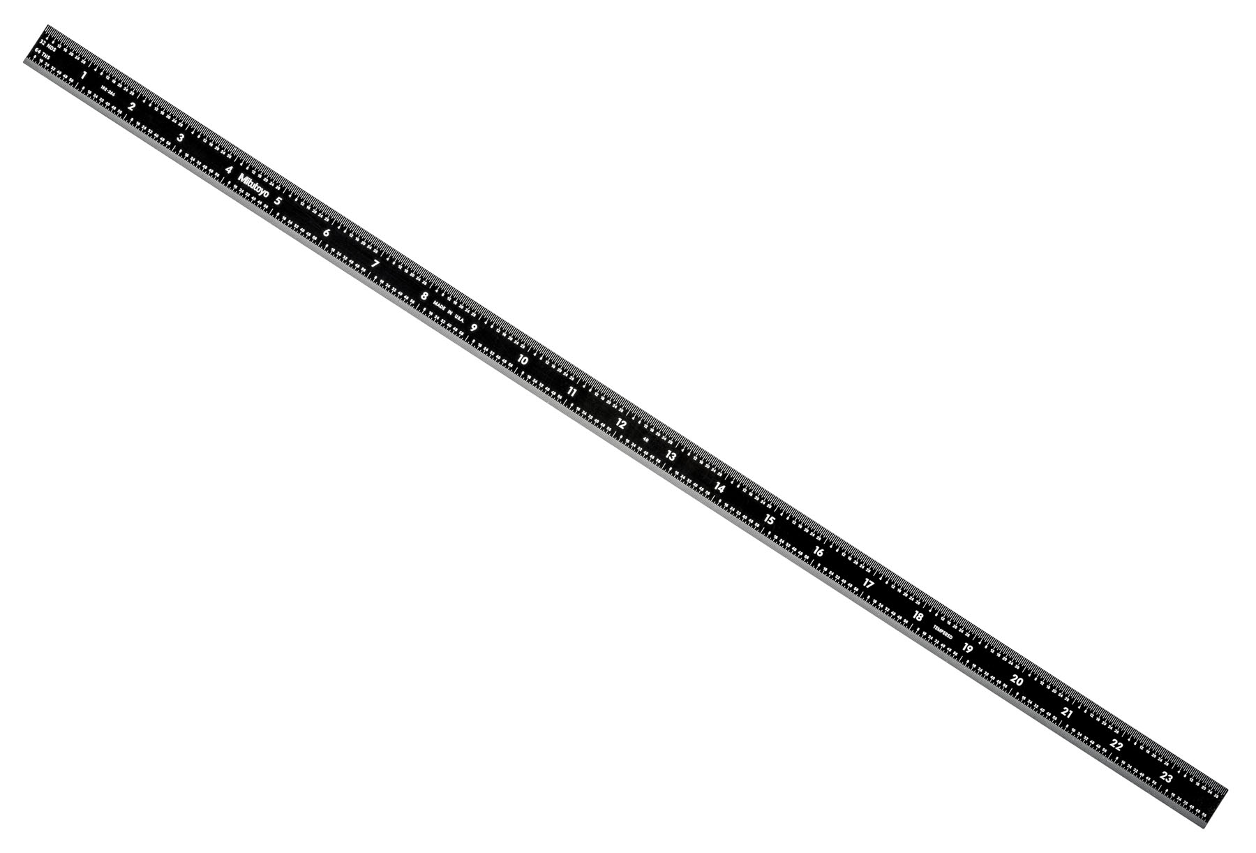 Mitutoyo, 182-266, Steel rule, 24 inch, 4R,  Flexible, Black Chrome Finish tempered Stainless Steel, (1/8, 1/16, 1/32, 1/64), width 3/4 inch