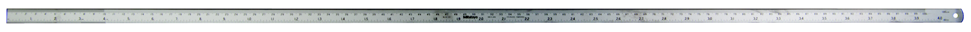 Mitutoyo, 182-309, 40 In, 1000mm Steel Rule, 5/8 In  Wide, One-side, Semi-flexible, Satin Chrome Finish Tempered Stainless Steel, (1/16, 1/32, 1/64, 1mm, 0.5mm)
