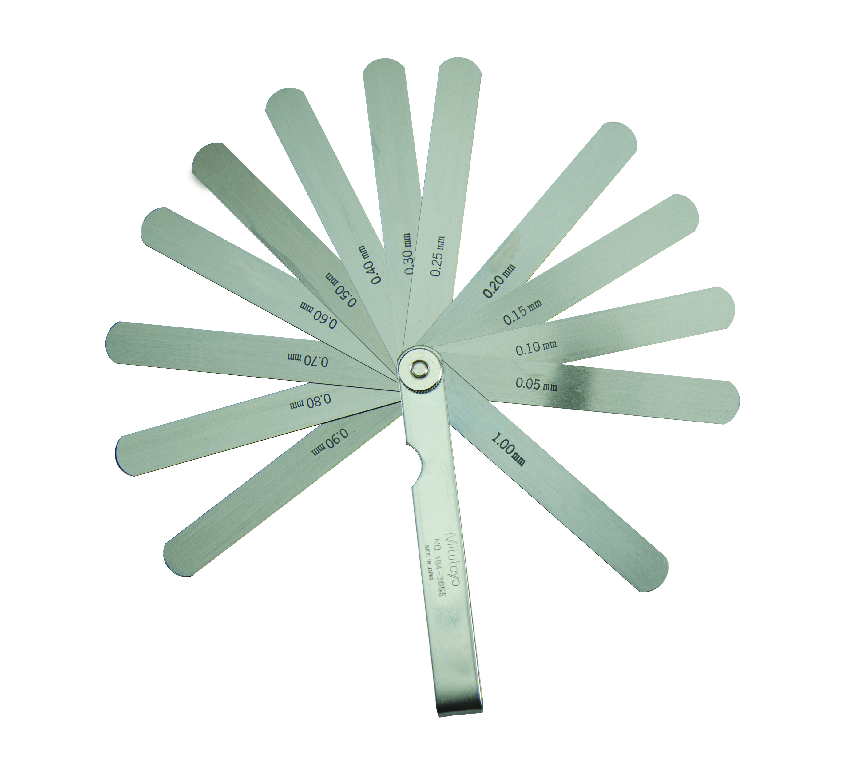 Mitutoyo, 184-305S, 0.05-1mm, 100mm Length, Thickness Gage Set, 13 Leaves (0.05-0.3mm by 0.05mm, 0.4-1mm by 0.15mm)