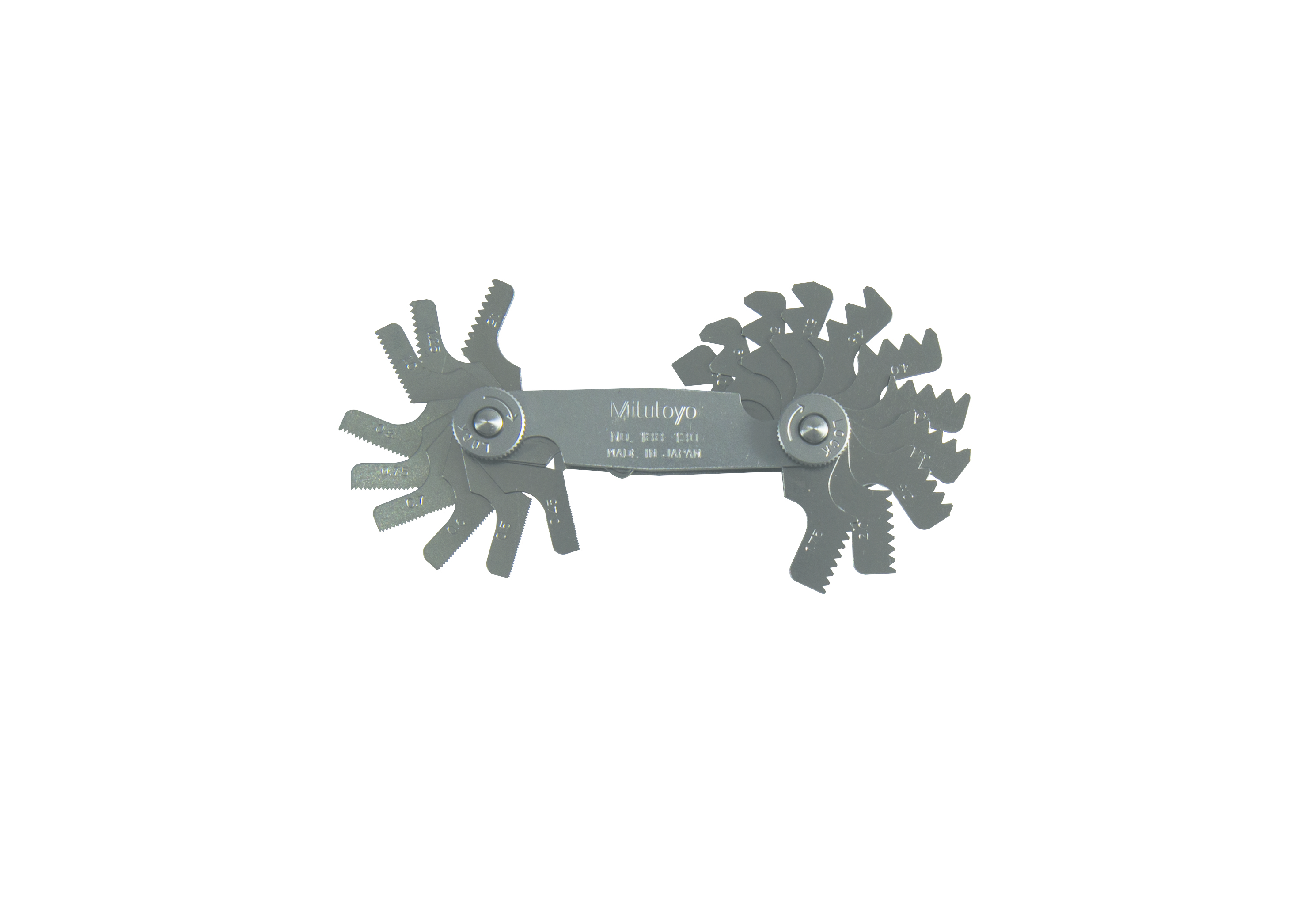Mitutoyo, 188-130, 0.35-6mm, 60 Degrees, Screw Pitch Gage Set, 22 Leaves (0.35, 0.4, 0.45, 0.5, 0.6, 0.7, 0.75, 0.8, 1, 1.25, 1.5, 1.75, 2-6 by 0.5mm) (60 Degree Angle Gage)