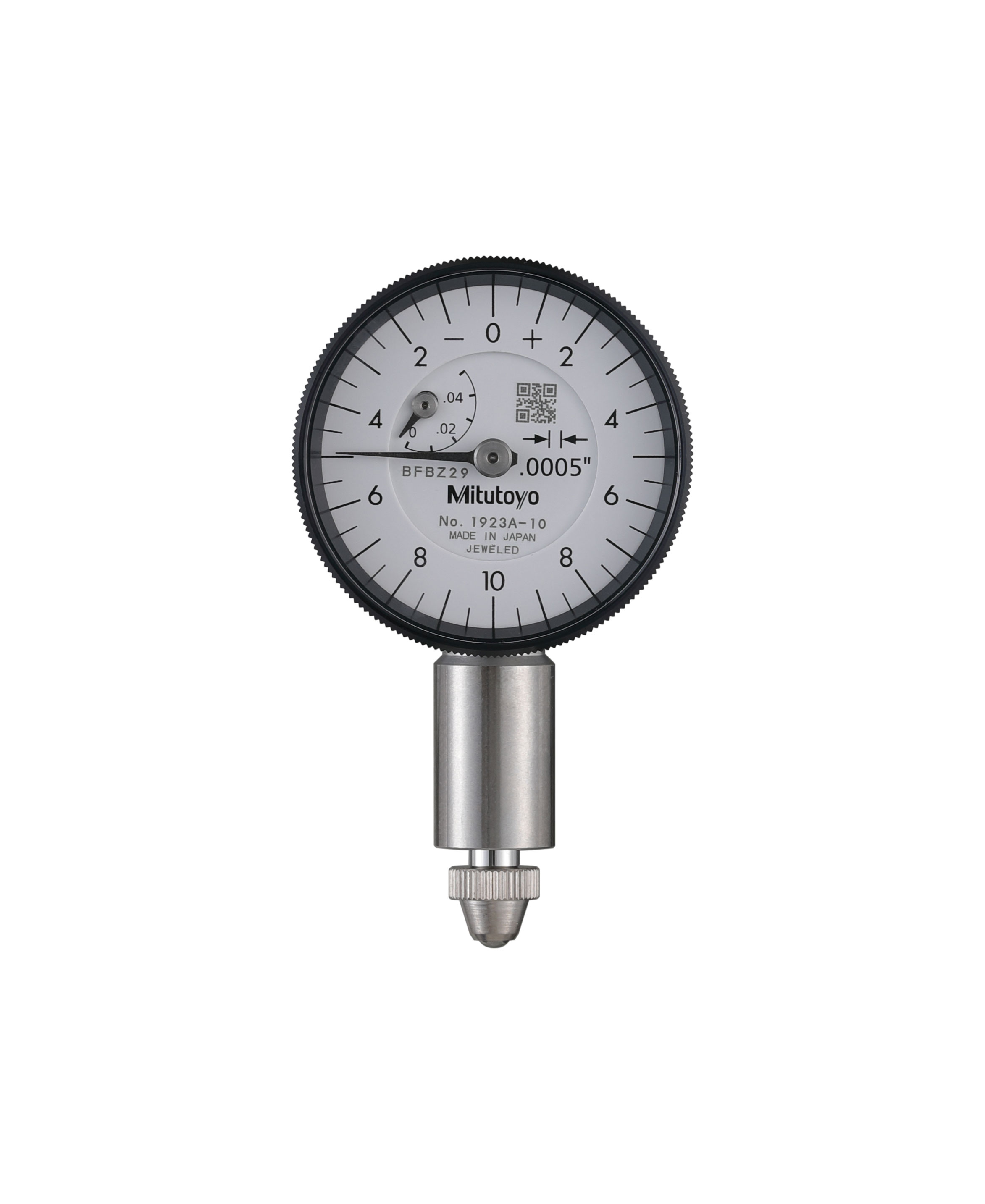 Mitutoyo, 1923A-10, .0005 In, .05 In/(.02 In per rev) Dial Indicator, 0-10-0, Lug Back, Series 0, 3/8 In stem diameter, Jeweled