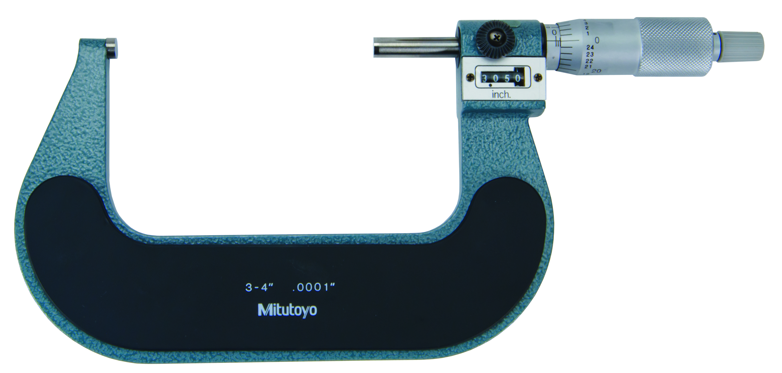 Mitutoyo, 193-214, 3-4 In, .0001 In Digit Counter Outside Micrometer, Carbide Tip, Ratchet Stop, With Standard