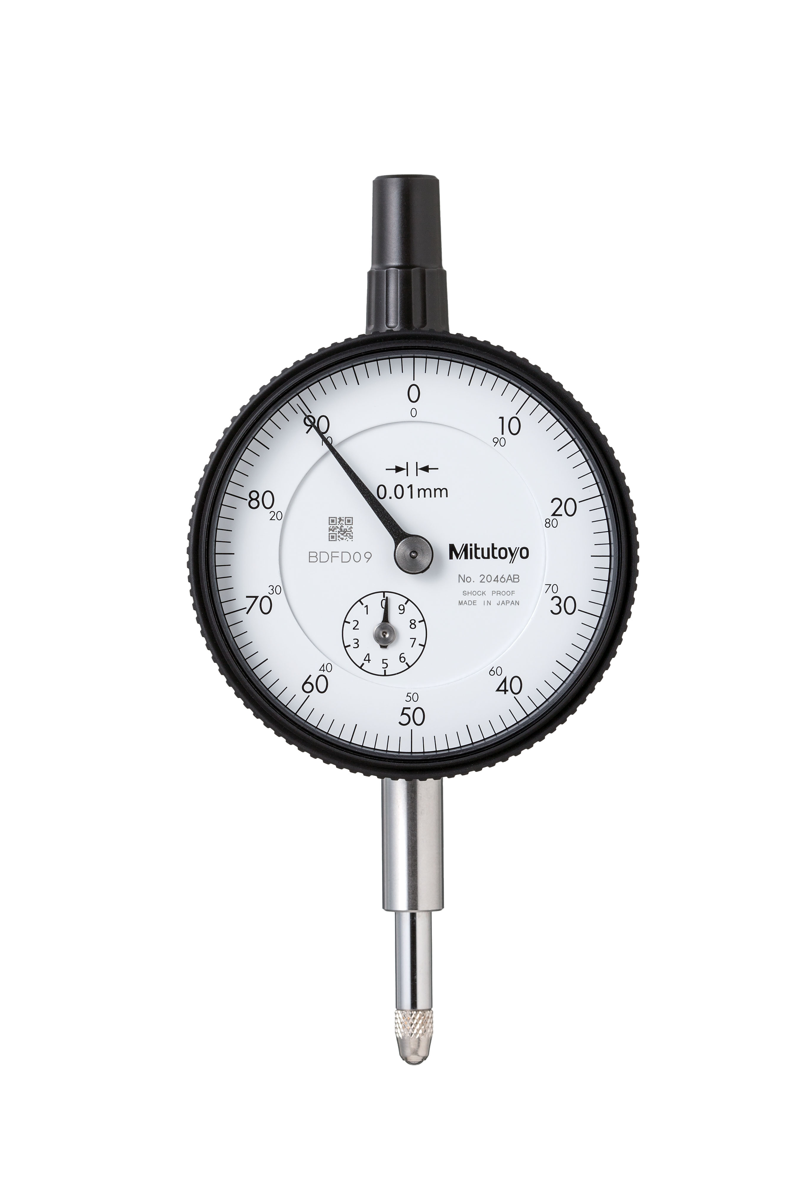 Mitutoyo, 2046AB, 0.01mm, 10mm/(1mm per rev) Dial Indicator, 0-100, Flat Back, 8mm stem, Series 2