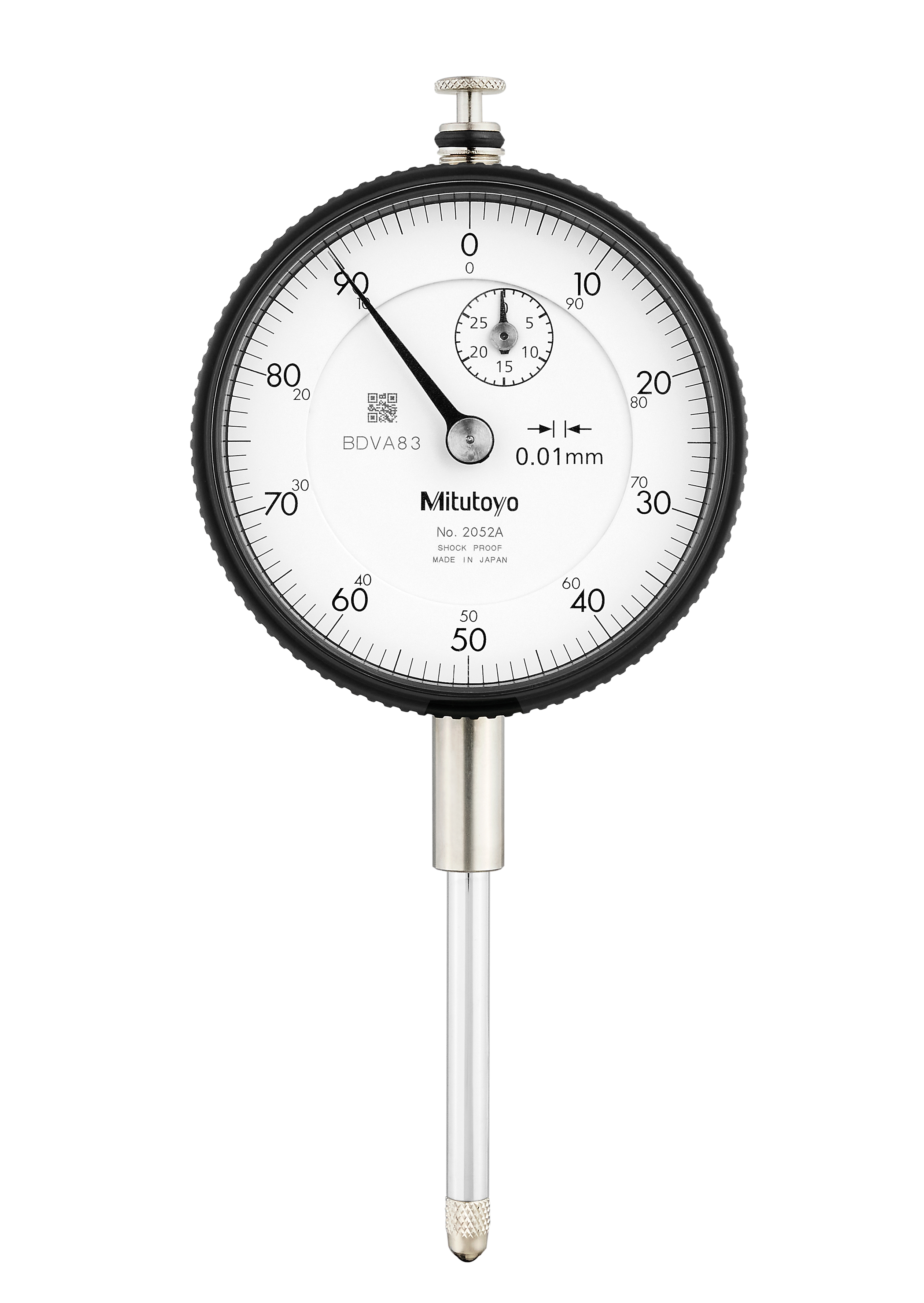 Mitutoyo, 2052A, 0.01mm, 30mm/(1mm per rev) Dial Indicator, 0-100, Lug Back, 8mm stem, Series 2, Damper