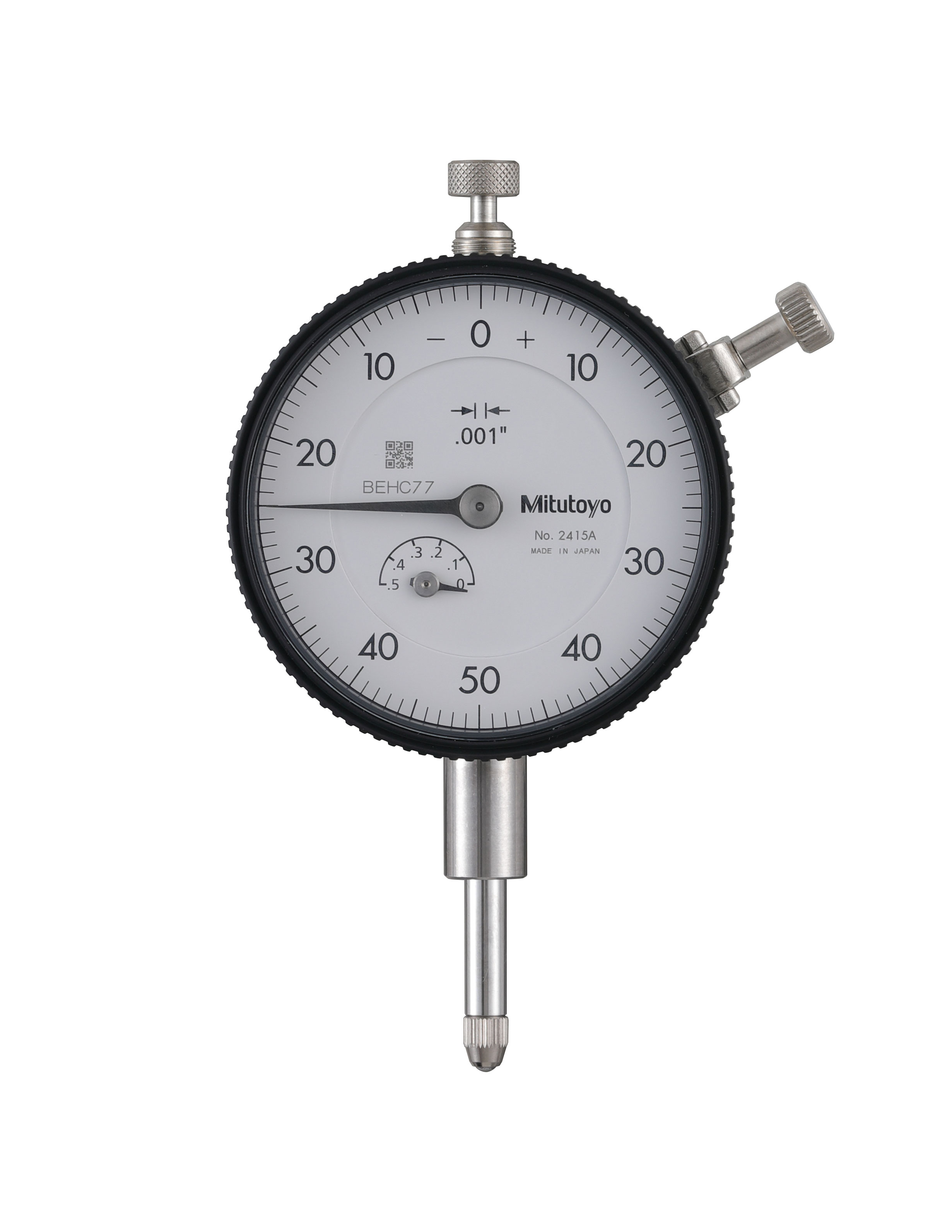 Mitutoyo, 2415A, .001 In, .5 In/(.1 In per rev), Dial Indicator, 0-50-0, Lug Back, 3/8 In stem, Series 2