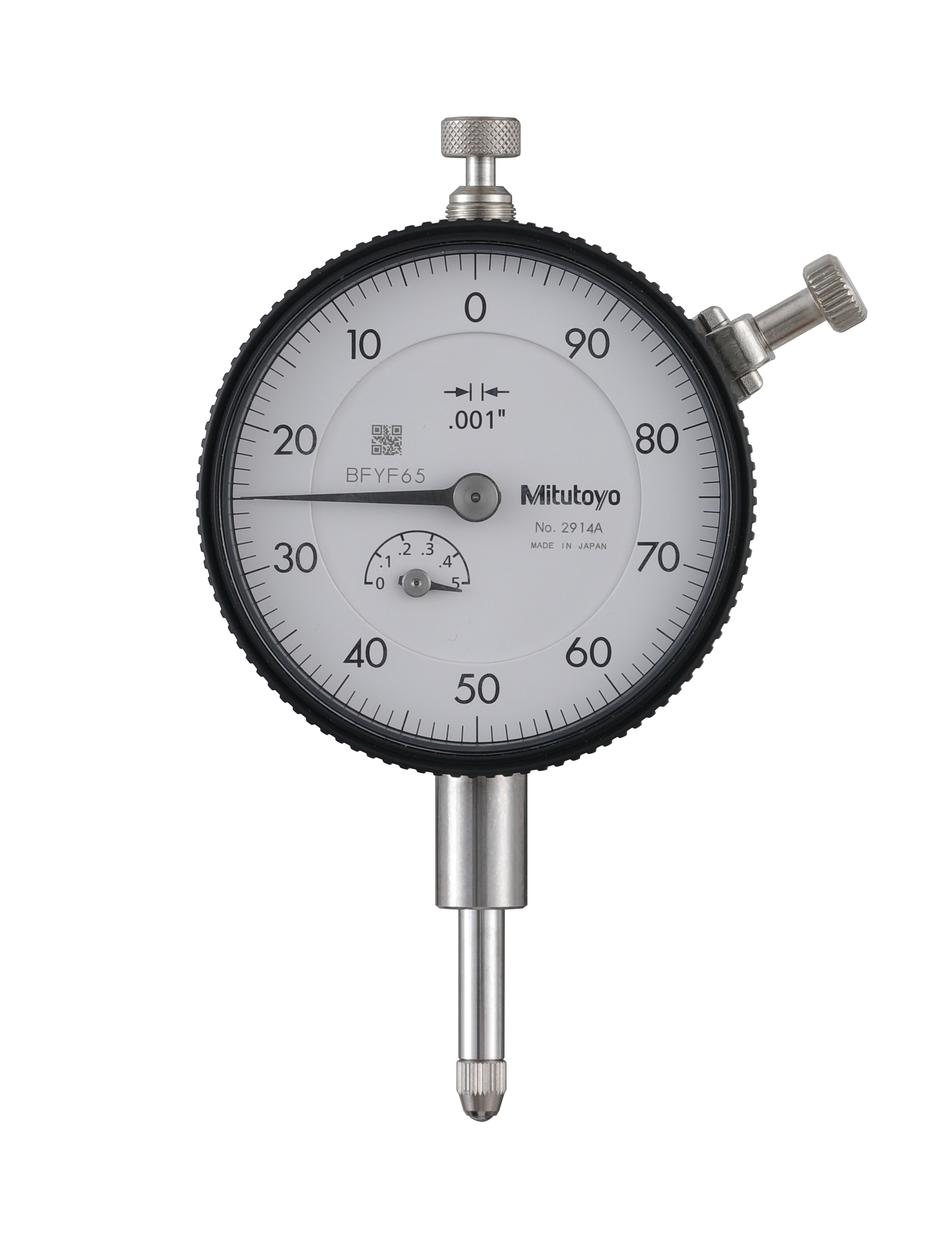 Mitutoyo, 2914A, .001 In, .5 In Dial Indicator, 100-0 Lug back, 3/8 In Stem Dia. Series 2,  .1 Rev