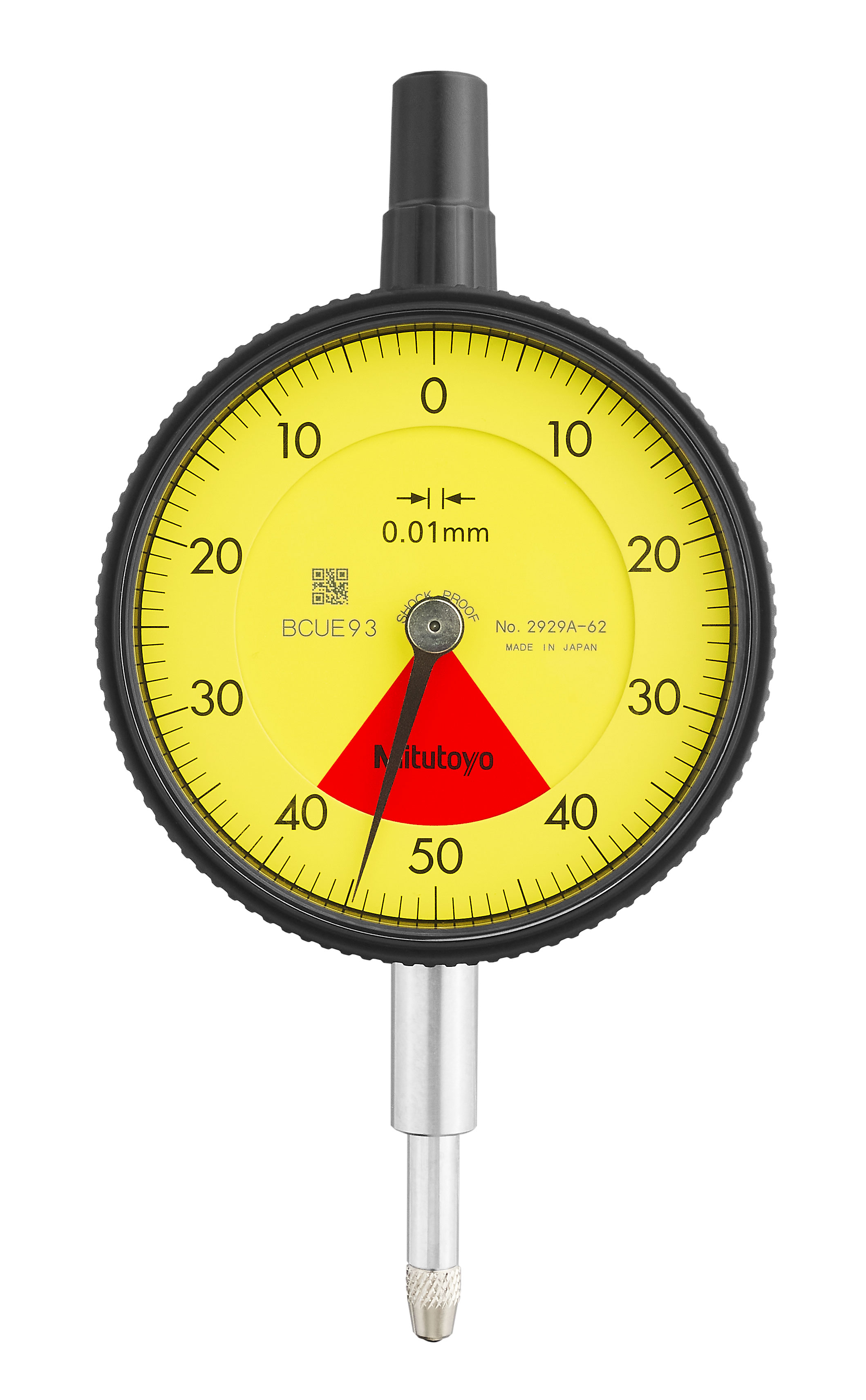 Mitutoyo, 2929A-62, 0.01mm,  0.8mm/1mm Dial Indicator, 40-0-40, Lug Back, Series 2, 8mm stem, One Rev, Shockproof, Dustproof