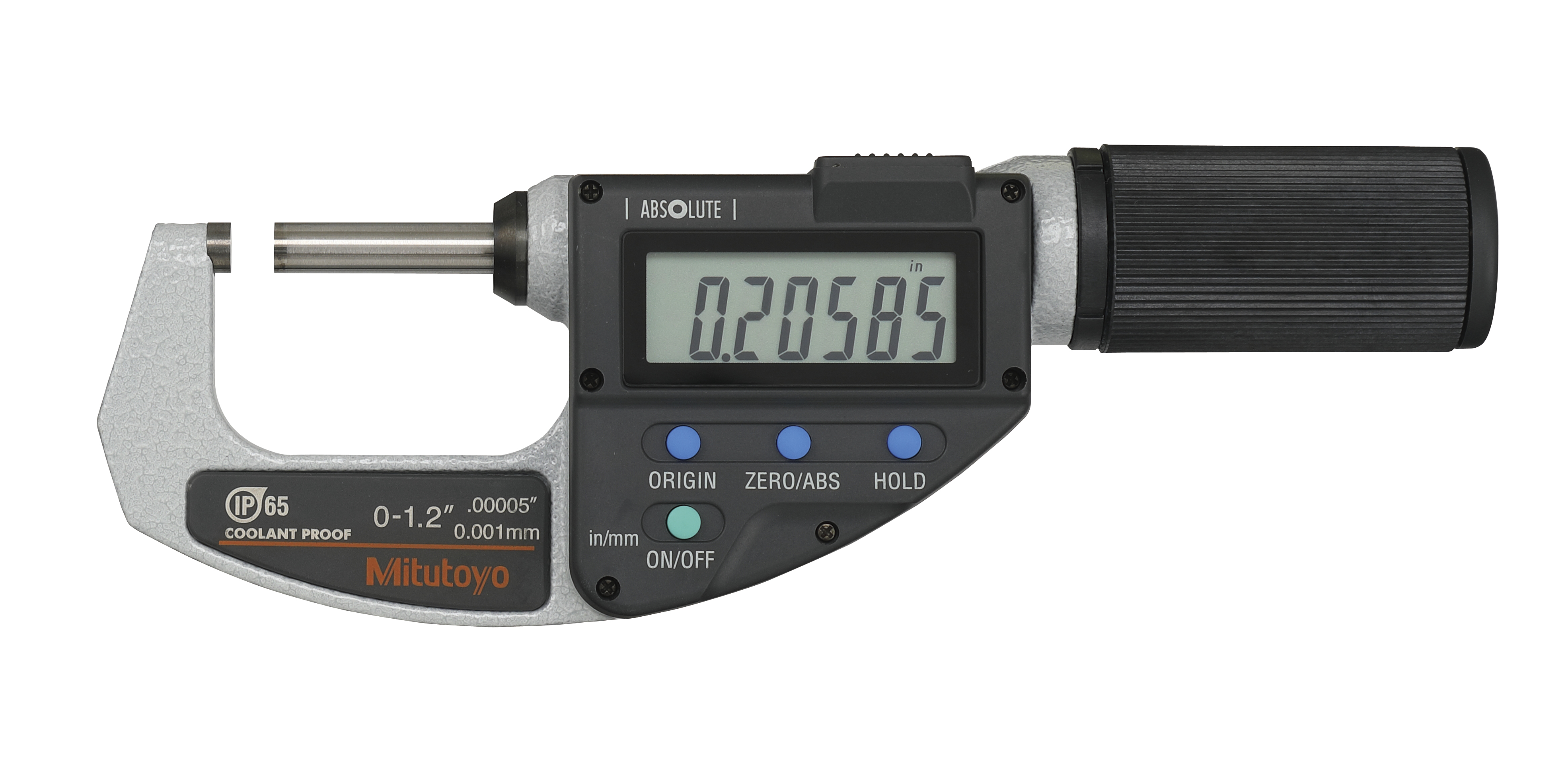 Mitutoyo, 293-676-20, Quickmike absolute digimatic micrometer, 0-1.2in/0-30.48mm range, .00005in/.001mm resolution, +/- .0001in accuracy