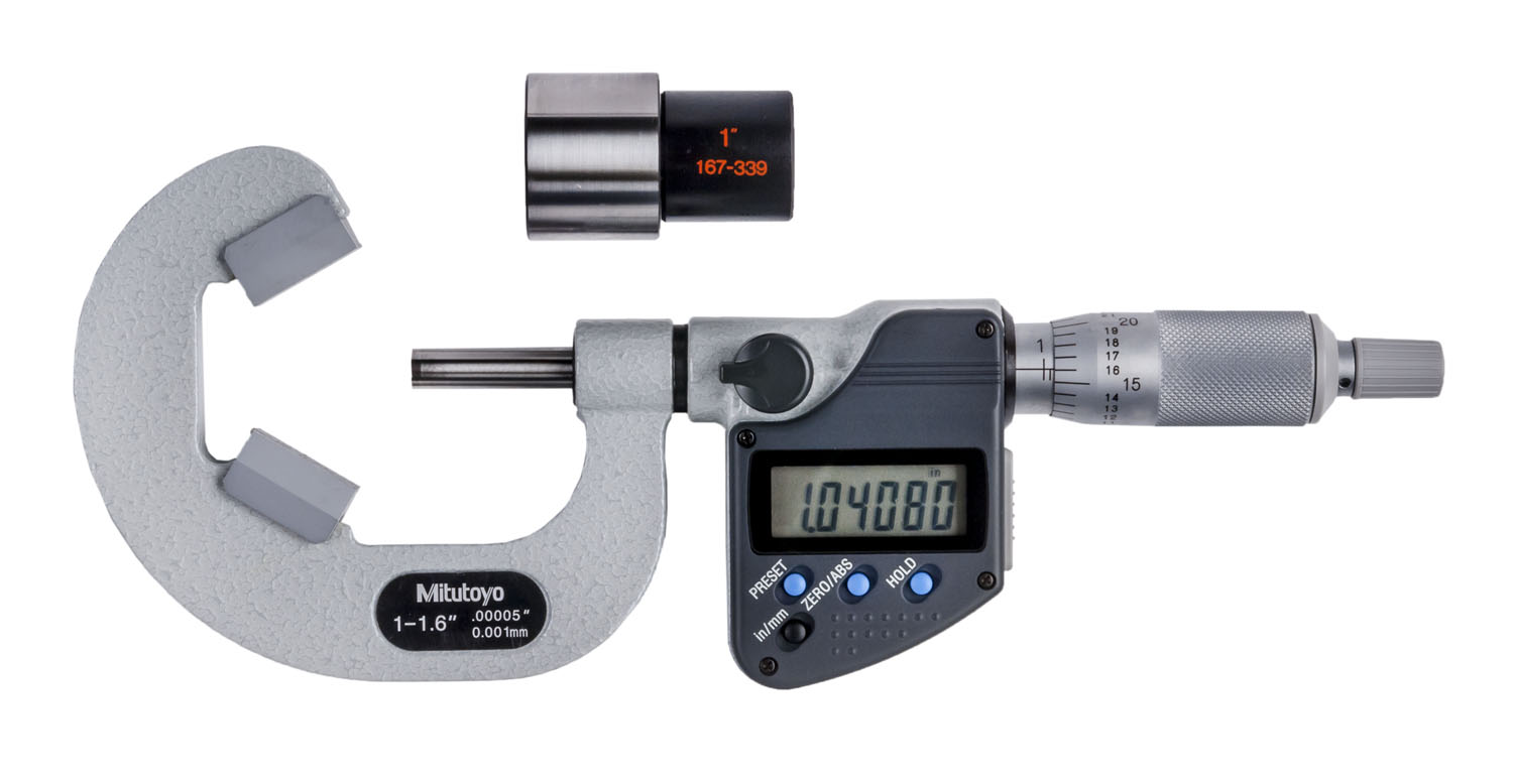 Mitutoyo, 314-353-30, MICROMETER, V-ANVIL, 3-FLUTE, 1-1.6 In, .00005 In/0.001MM