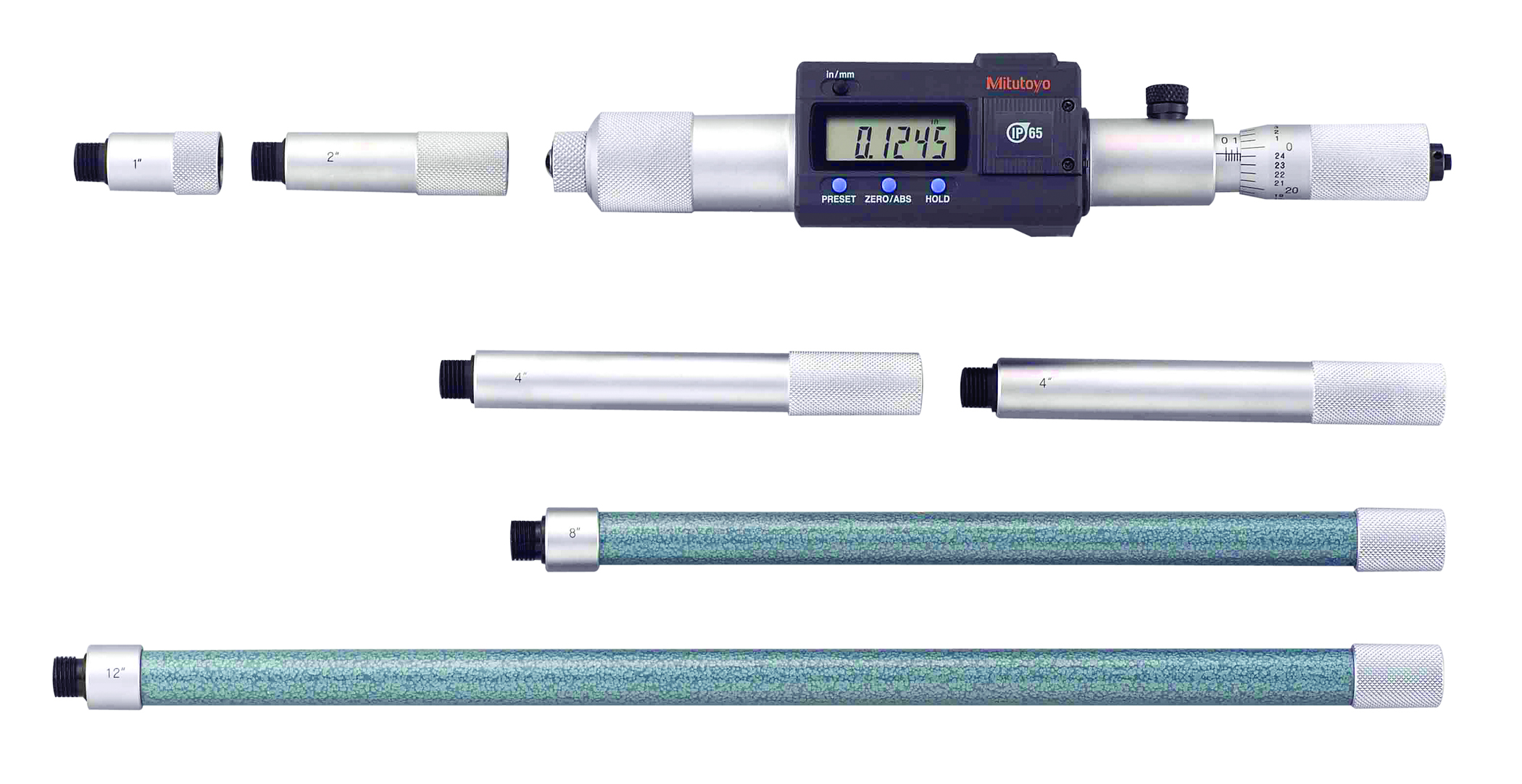 Mitutoyo, 337-303, DIGIMATIC TUBULAR INSIDE MICROMETER, EXTENSION ROD TYPE IMZ   8-40 In/203.2-1016MM  MZ WITH 6 EXTENSION RODS