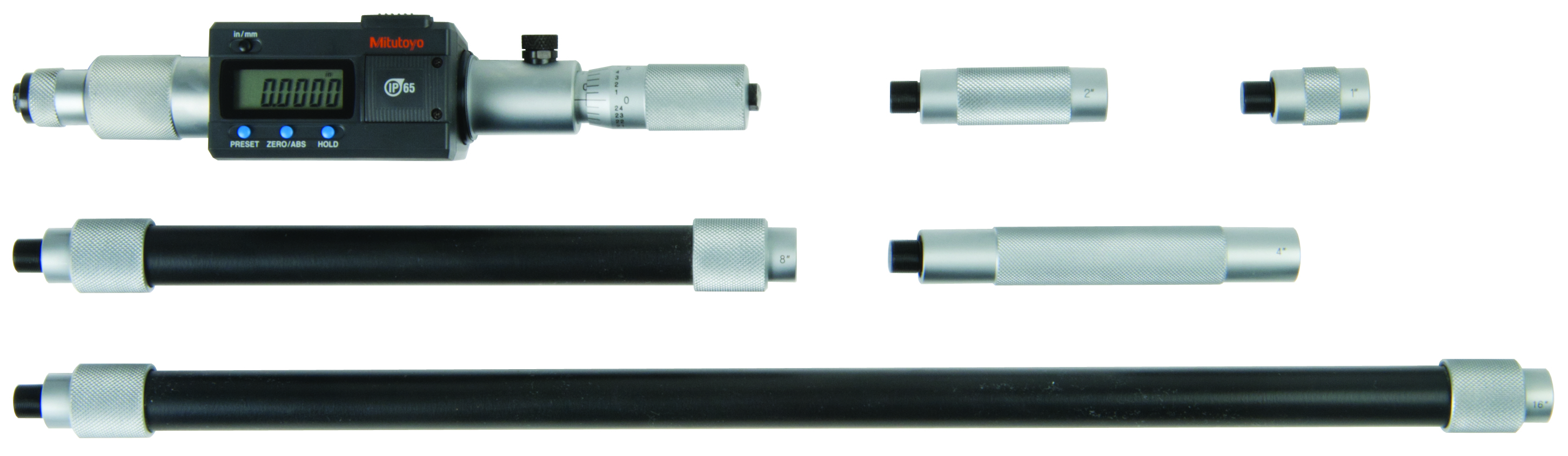 Mitutoyo, 339-303, DIGIMATIC TUBULAR INSIDE MICROMETER, EXTENSION PIPE TYPE IMJ  8-40 In/203.2-1016MM  MJ WITH 5 EXTENSION PIPES