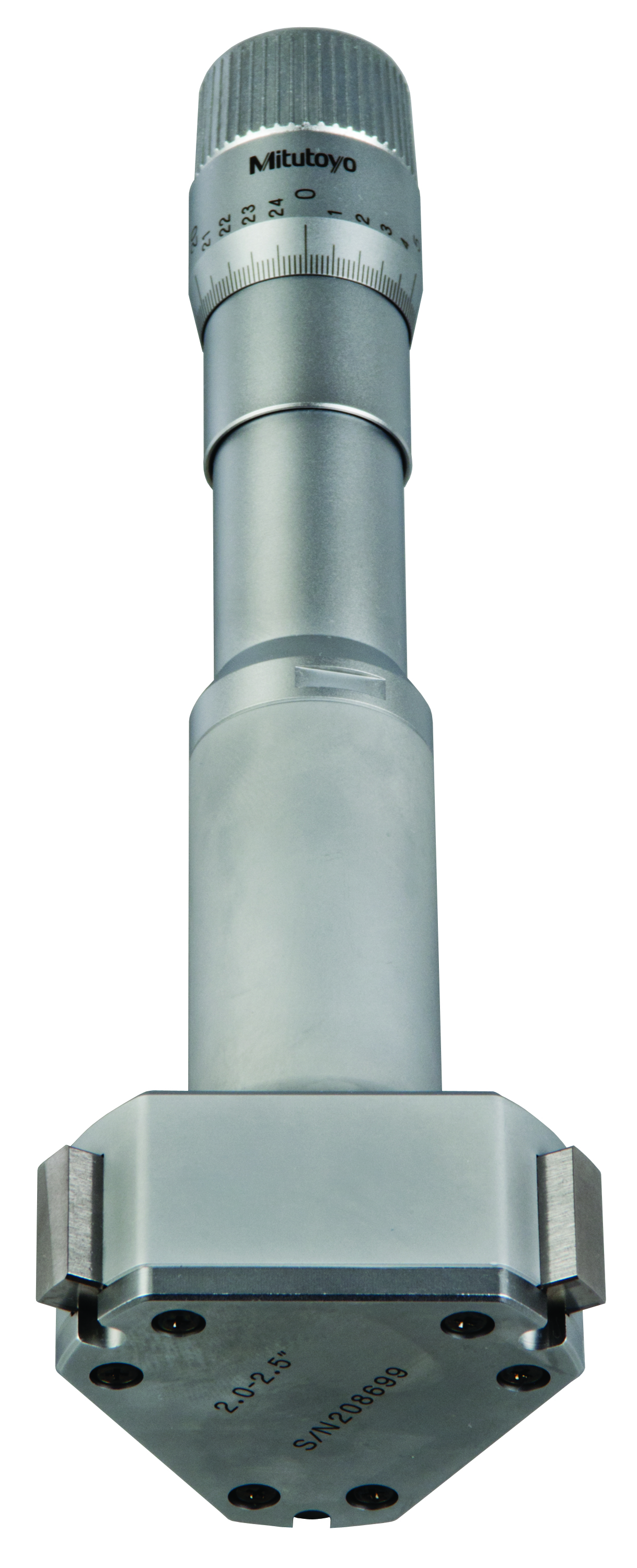 Mitutoyo, 368-870, 2-2.5 In, .0002 In, Holtest, Type II, Alloyed Steel Contact Points, Ratchet Stop