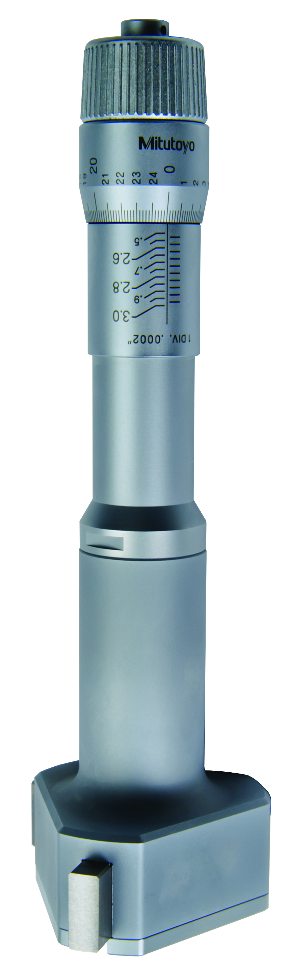 Mitutoyo, 368-871, 2.5-3 In, .0002 In, Holtest, Type II, Alloyed Steel Contact Points, Ratchet Stop