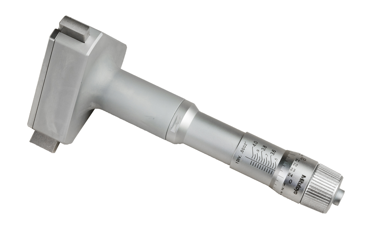 Mitutoyo, 368-873, 3.5-4 In, .0002 In, Holtest, Type II, Alloyed Steel Contact Points, Ratchet Stop