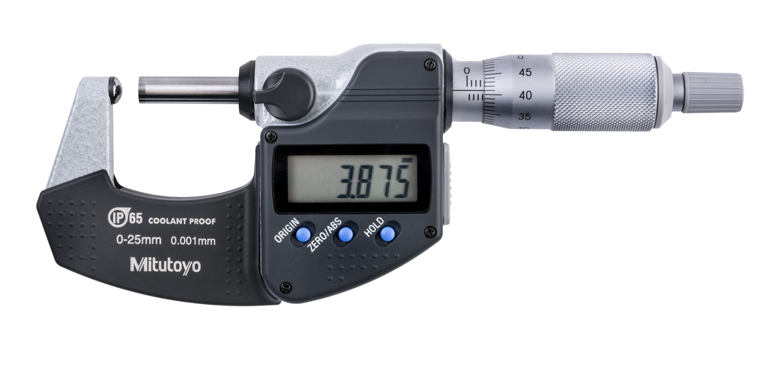 Mitutoyo, 395-251-30, MICROMETER, SPHERICAL FACE, S-F, 0-25MM, 0.001MM, IP65
