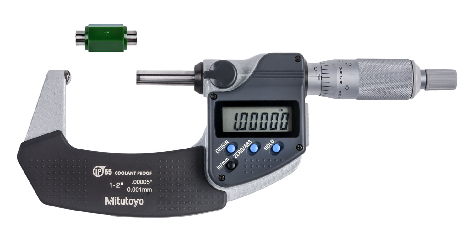 Mitutoyo, 395-352-30, MICROMETER, SPHERICAL FACE, S-F, 1-2 In, .00005 In/0.001MM, IP65