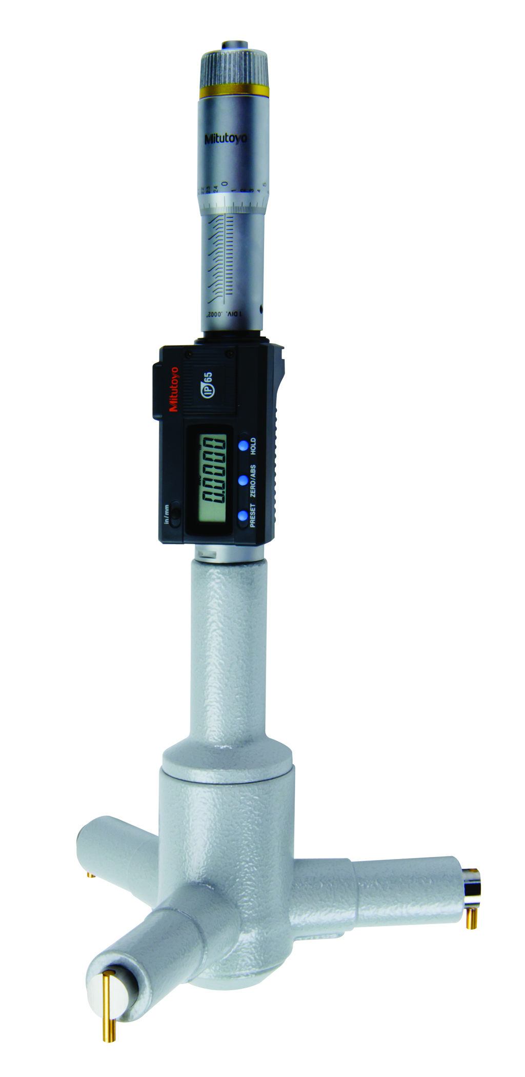 Mitutoyo, 468-277, 7-8 In/177.8-203.2mm, .0001 In/0.001mm, Digimatic Holtest, With SPC Output, Ratchet Stop