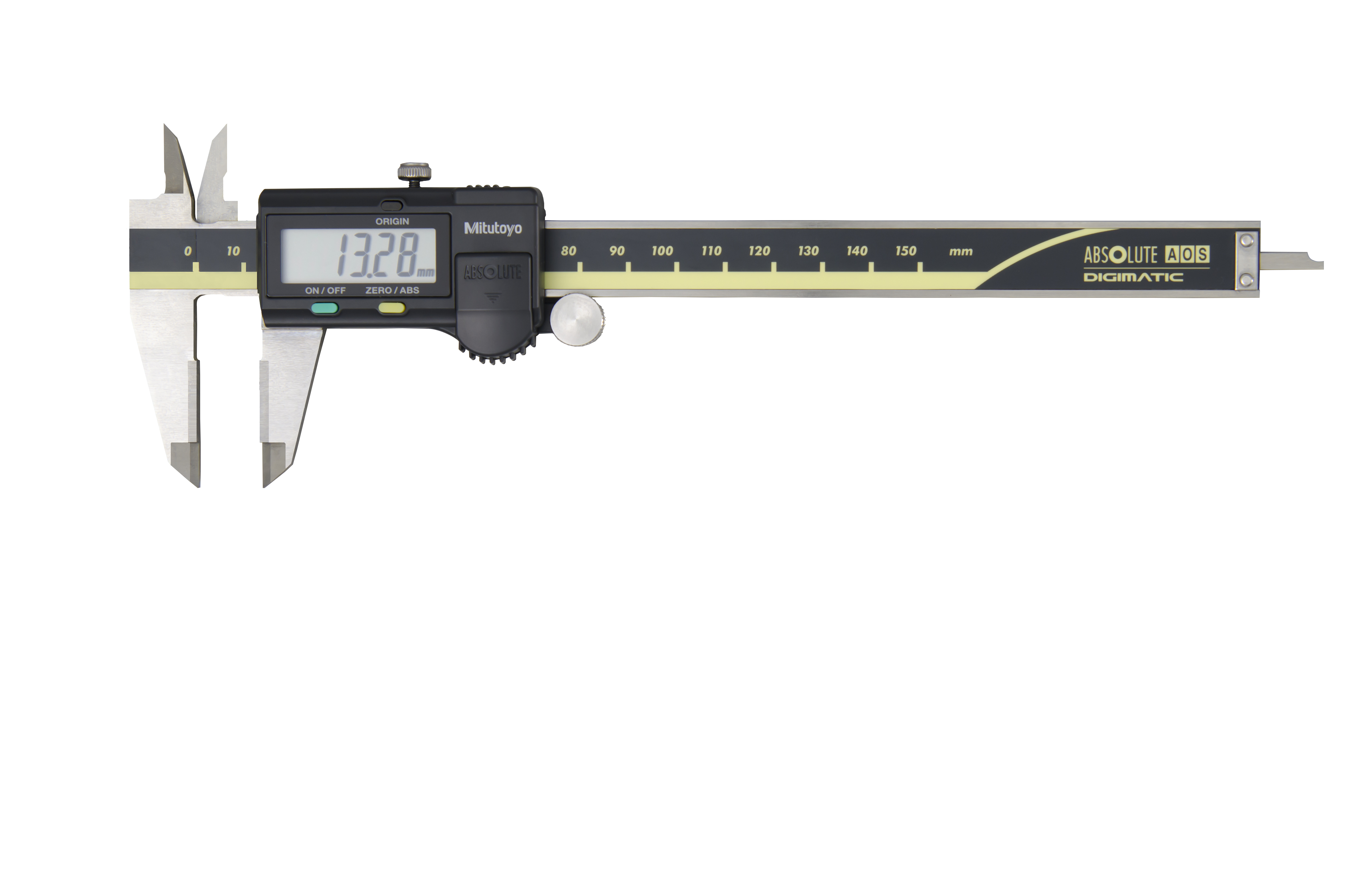 Mitutoyo, 500-154-30, 0-150mm, 0.01mm ABSOLUTE AOS Digimatic Caliper, Carbide-tipped OD jaws, With SPC Data Output