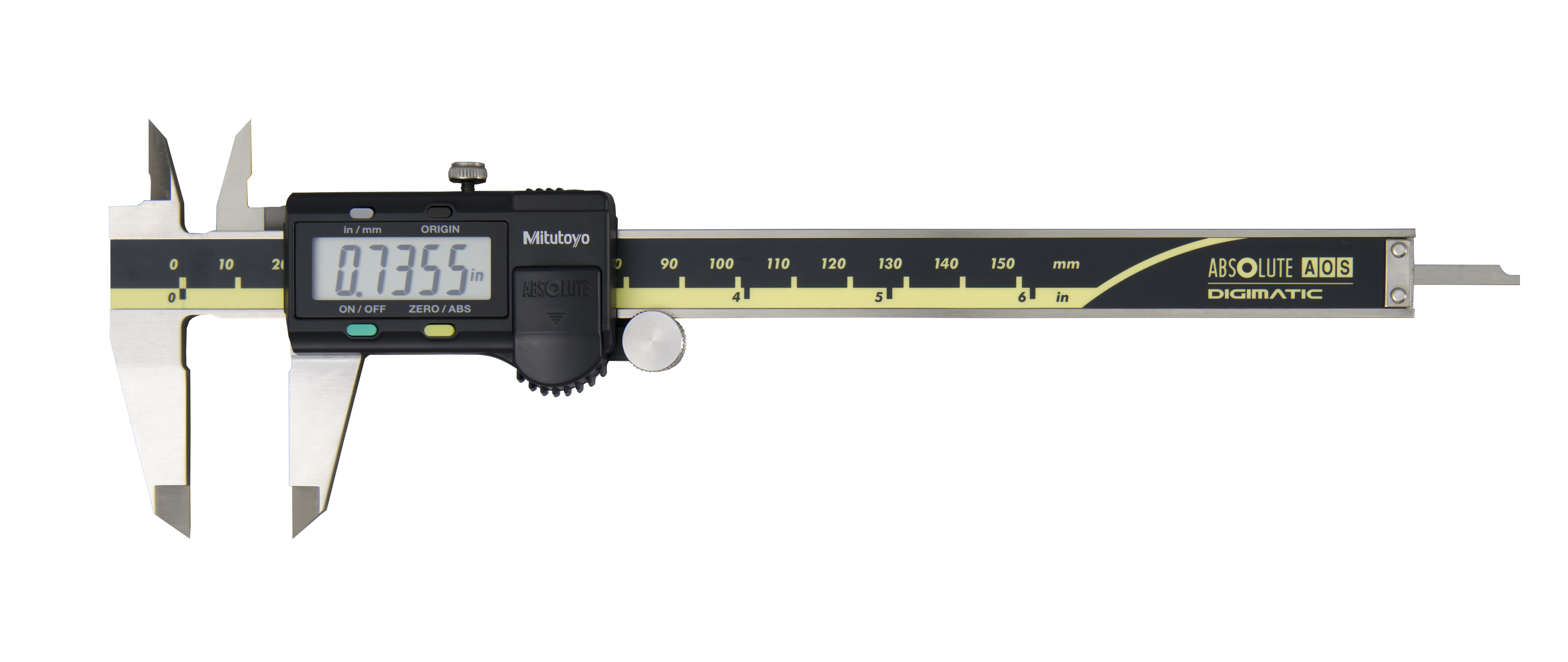 Mitutoyo, 500-171-30, 0-6 In/150mm, .0005 In/0.01mm ABSOLUTE AOS Digimatic Caliper, With SPC Data Output