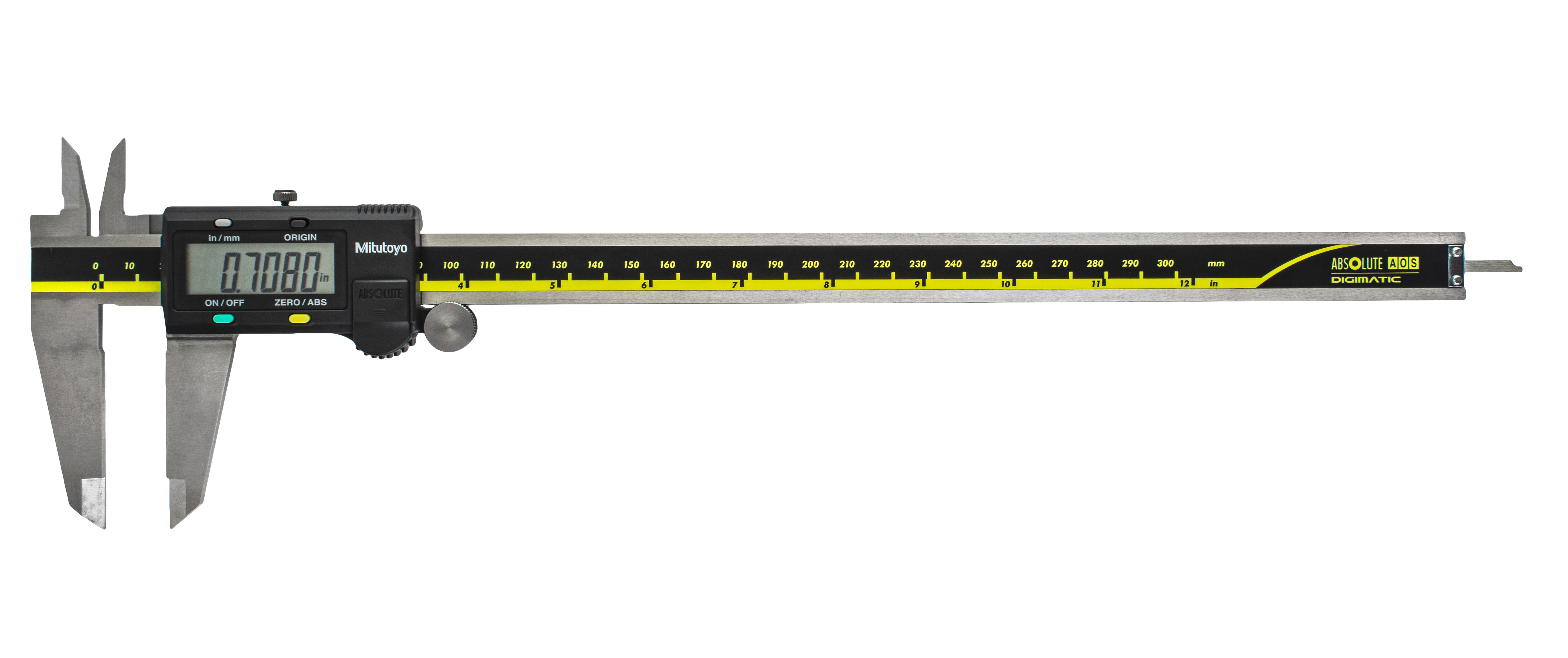 Mitutoyo, 500-193-30, 0-12 In/300mm, .0005 In/0.01mm ABSOLUTE AOS Digimatic Caliper, No Output 