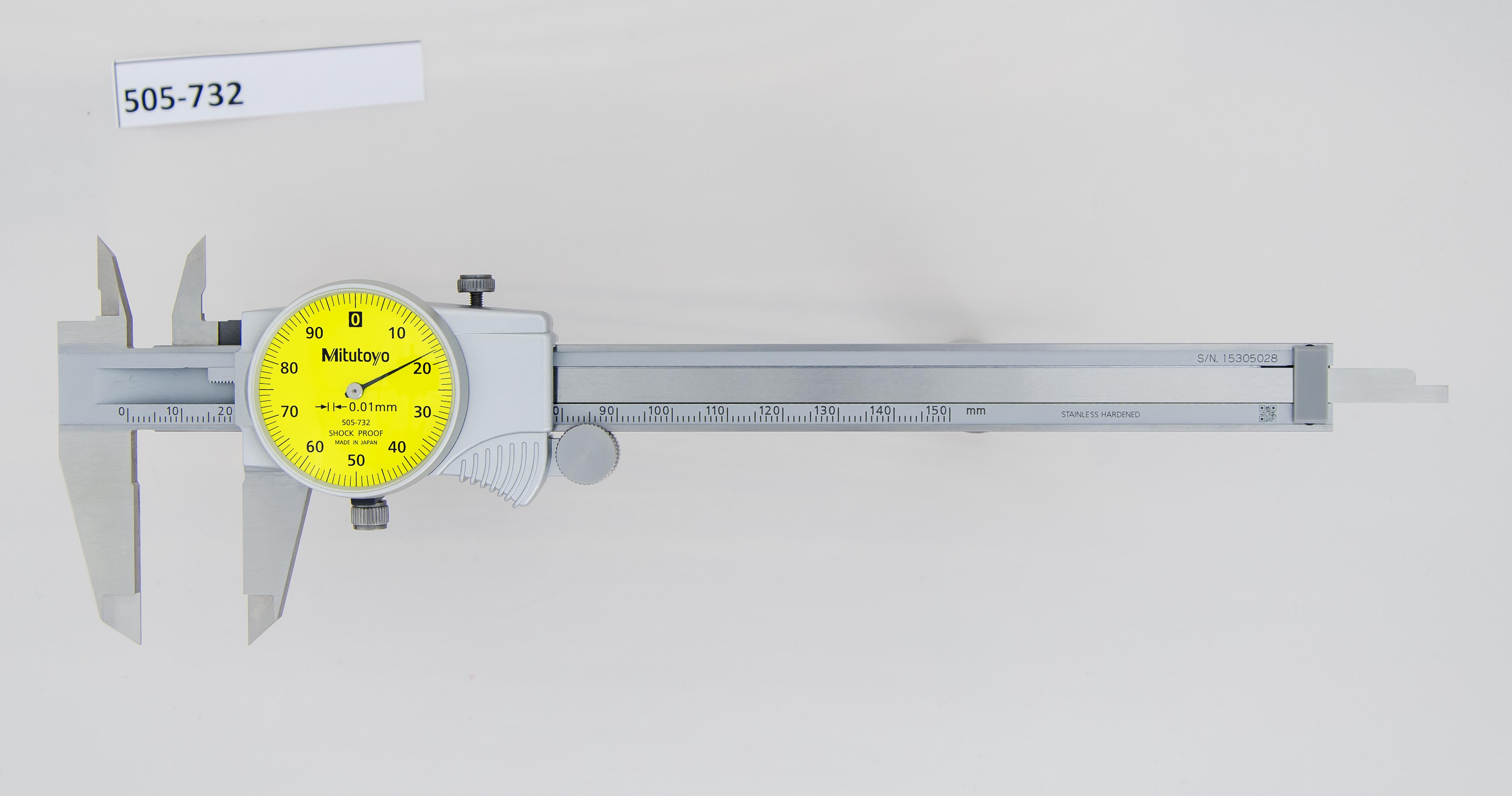 Mitutoyo, 505-732, 0-150mm, 0.01mm Dial Caliper, 1mm/Revolution
