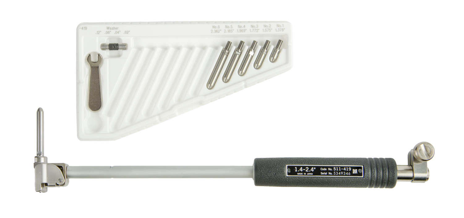 Mitutoyo, 511-419, BORE GAGE, BLIND-HOLE, 1.4-2.4 In, NO INDICATOR