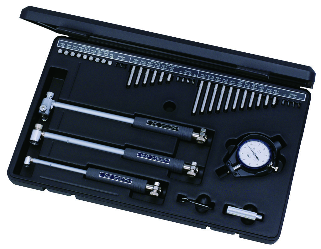 Mitutoyo, 511-932-20, .7--6 In Dial Bore Gage w/2923SB-10 dial indicator, .0001 In graduation