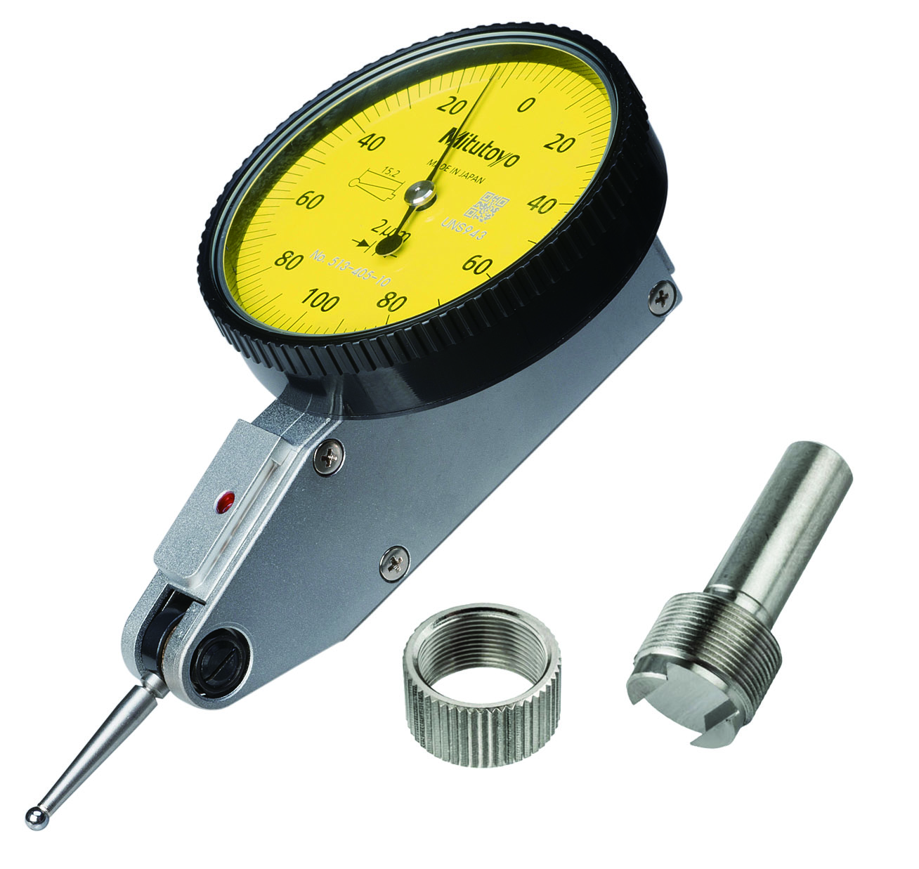 Mitutoyo, 513-405-10H, .002mm, .2mm, Dial Test Indicator, Gage Only, 0-100-0, 2mm Contact Point, 20.9mm Length, Anti-Magnet, Jeweled Bearing