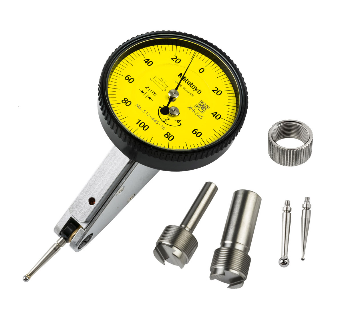 Mitutoyo, 513-445-10A, DIAL TI, MID SET, TILTED, 0.4 MM, 0.002 MM GRAD, YELLOW DIAL