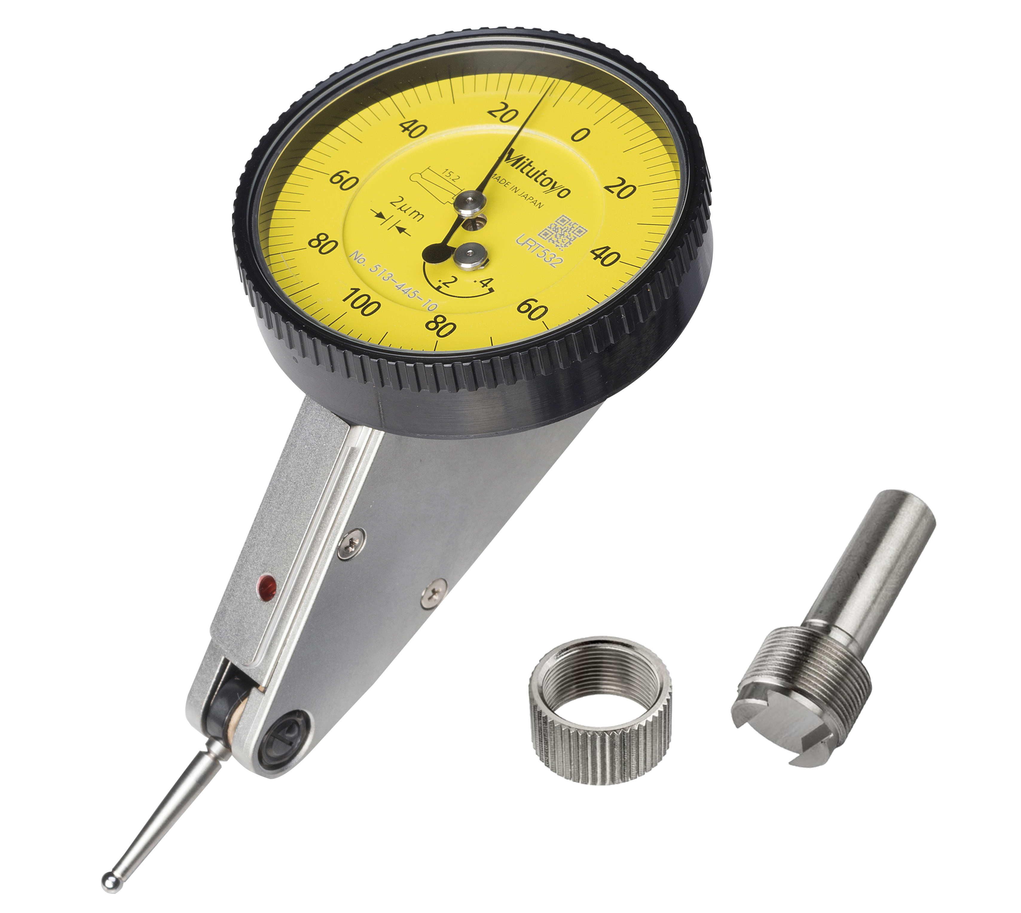Mitutoyo, 513-445-10H, DIAL TI, TILTED, 0.4 MM, 0.002 MM GRAD, YELLOW DIAL