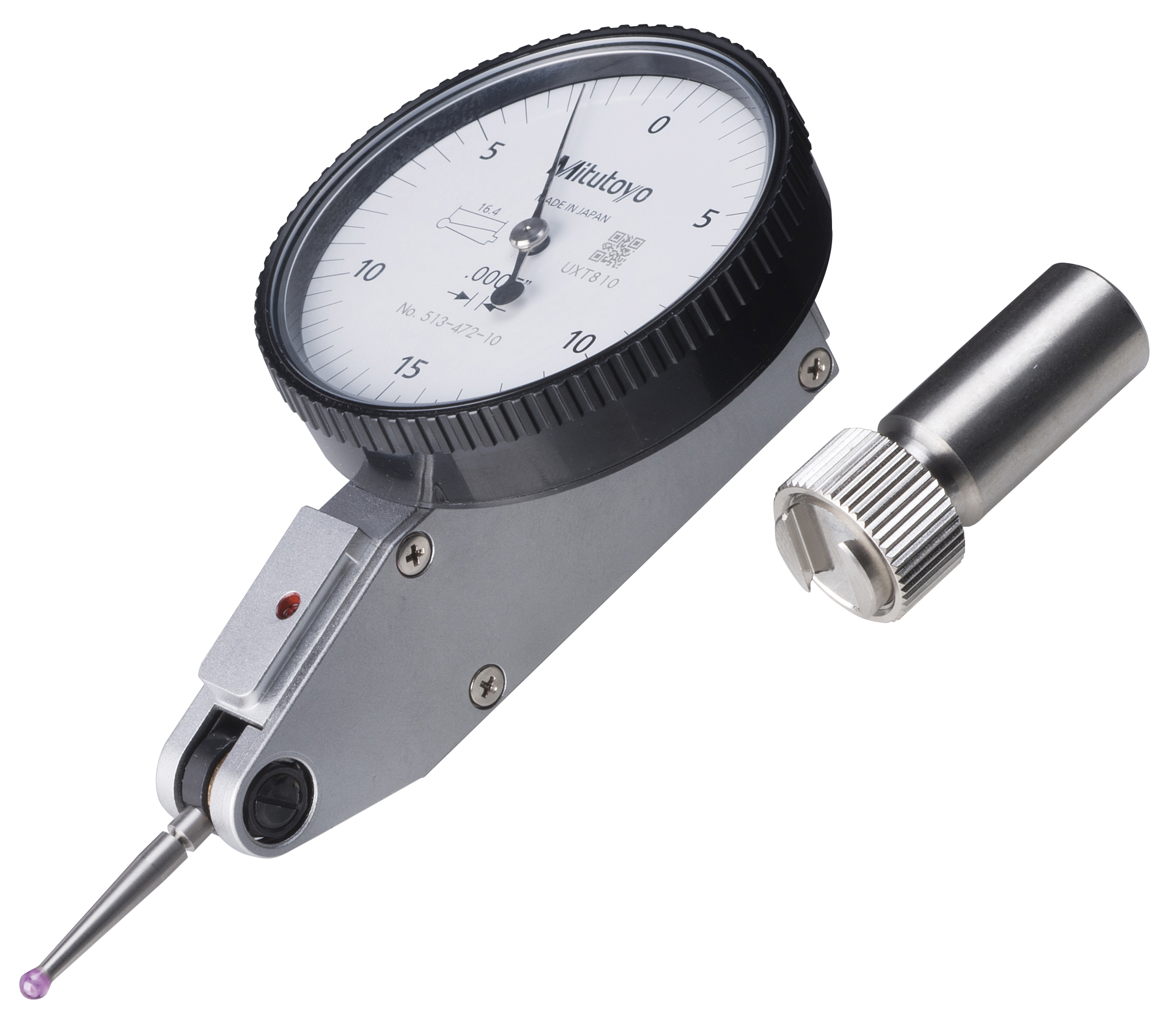 Mitutoyo, 513-472-10E, .0005 In, .03 In, Dial Test Indicator, Basic Set, 0-15-0, 3/8 In Stem, .079 In Ruby Contact Point, 19.9mm Length, Anti-Magnet, Jeweled Bearing