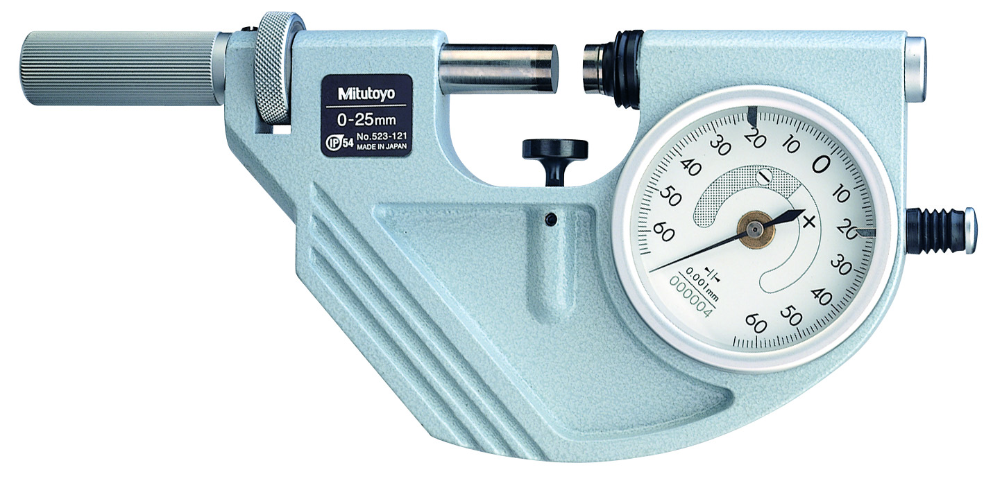Mitutoyo, 523-121, Dial snap meter, 0-25mm range, 0.001mm graduation, .060mm indicating range