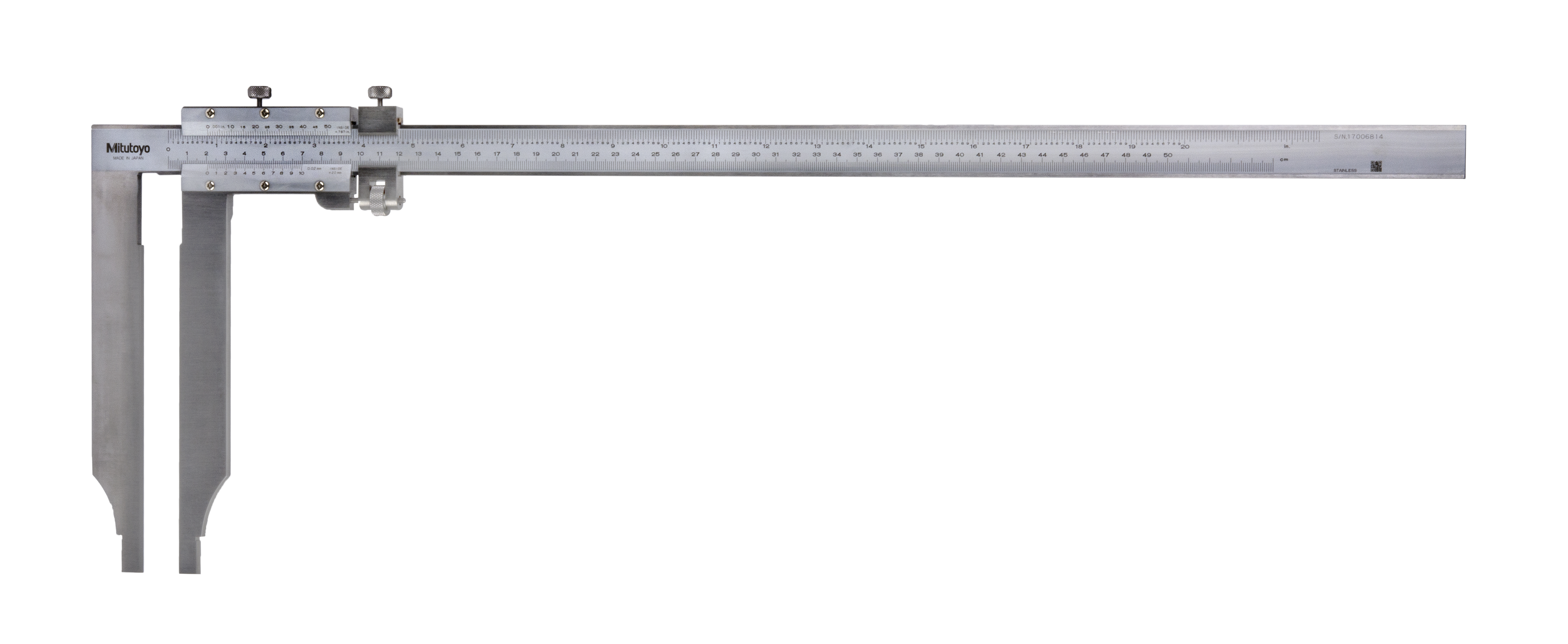 Mitutoyo, 534-106, VERNIER CALIPER, LONG JAW, 0 (20) - 500mm / 0 (.8�) - 20 In