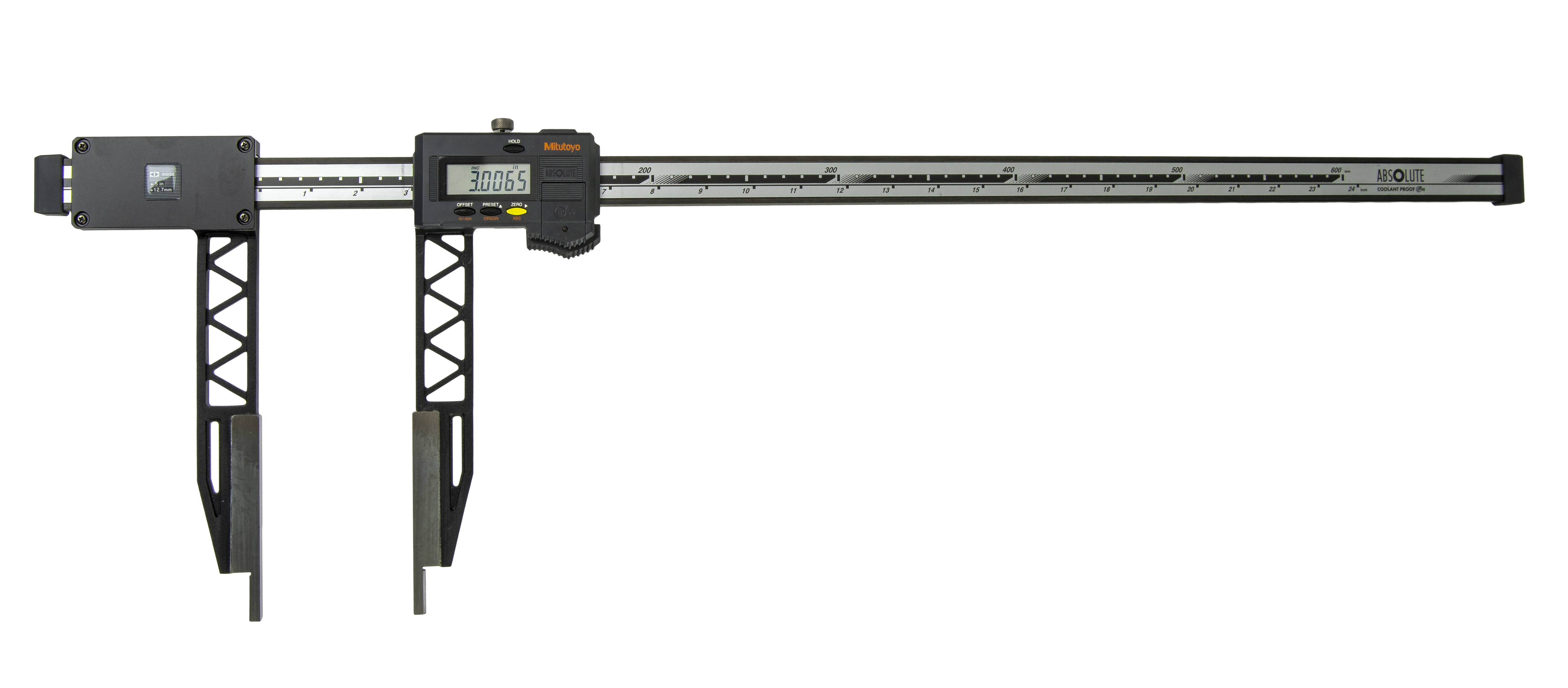 Mitutoyo, 552-161-10, DIGIMATIC CARBON-FIBER CALIPER, WITH OPTIONAL JAW ATTACHMENTS CFC-24 InGL,LONG JAW 7.9 In