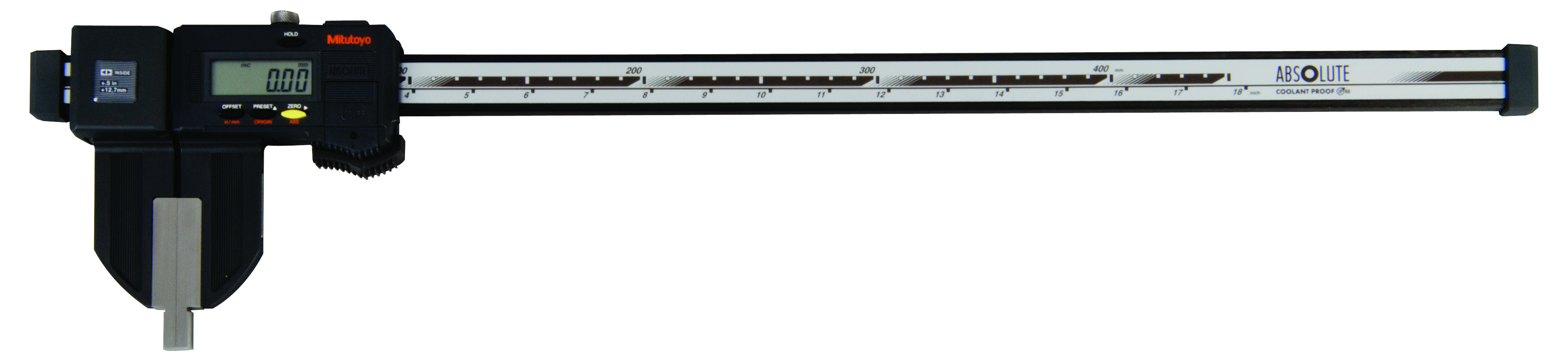 Mitutoyo, 552-312-10, DIGIMATIC CARBON-FIBER CALIPER, WITH INTERCHANGEABLE JAW ATTACHMENTS, 0-18 In G