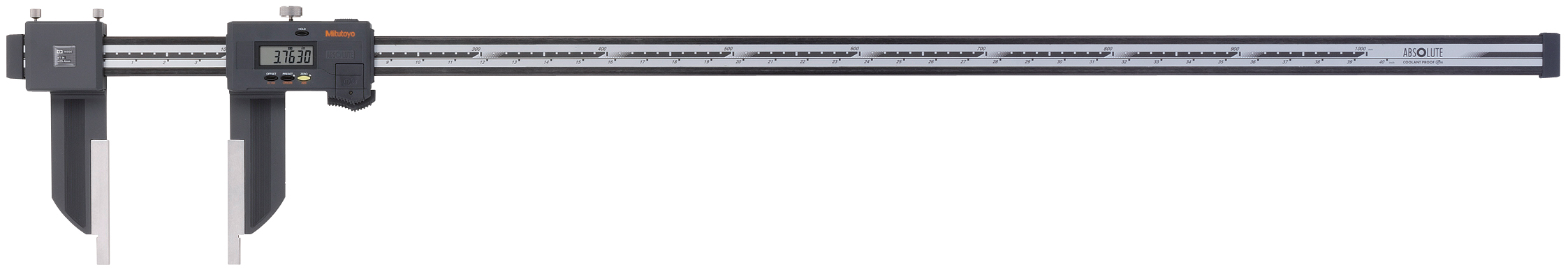Mitutoyo, 552-314-10, 0 (1)-40 In/0 (20)-1000mm, .0005 In/0.01mm, IP66 ABSOLUTE Digimatic Carbon Fiber Caliper,  With SPC Data Output, No Depth Bar, Optional Jaw Attachments