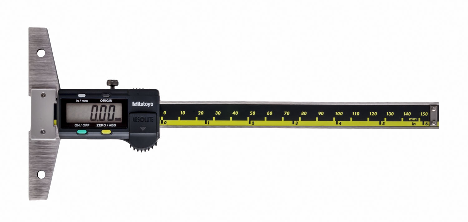 Mitutoyo, 571-211-30, 0-6 In/150mm, .0005 In/0.01mm, ABSOLUTE Digimatic Depth Gage, With SPC Data Output