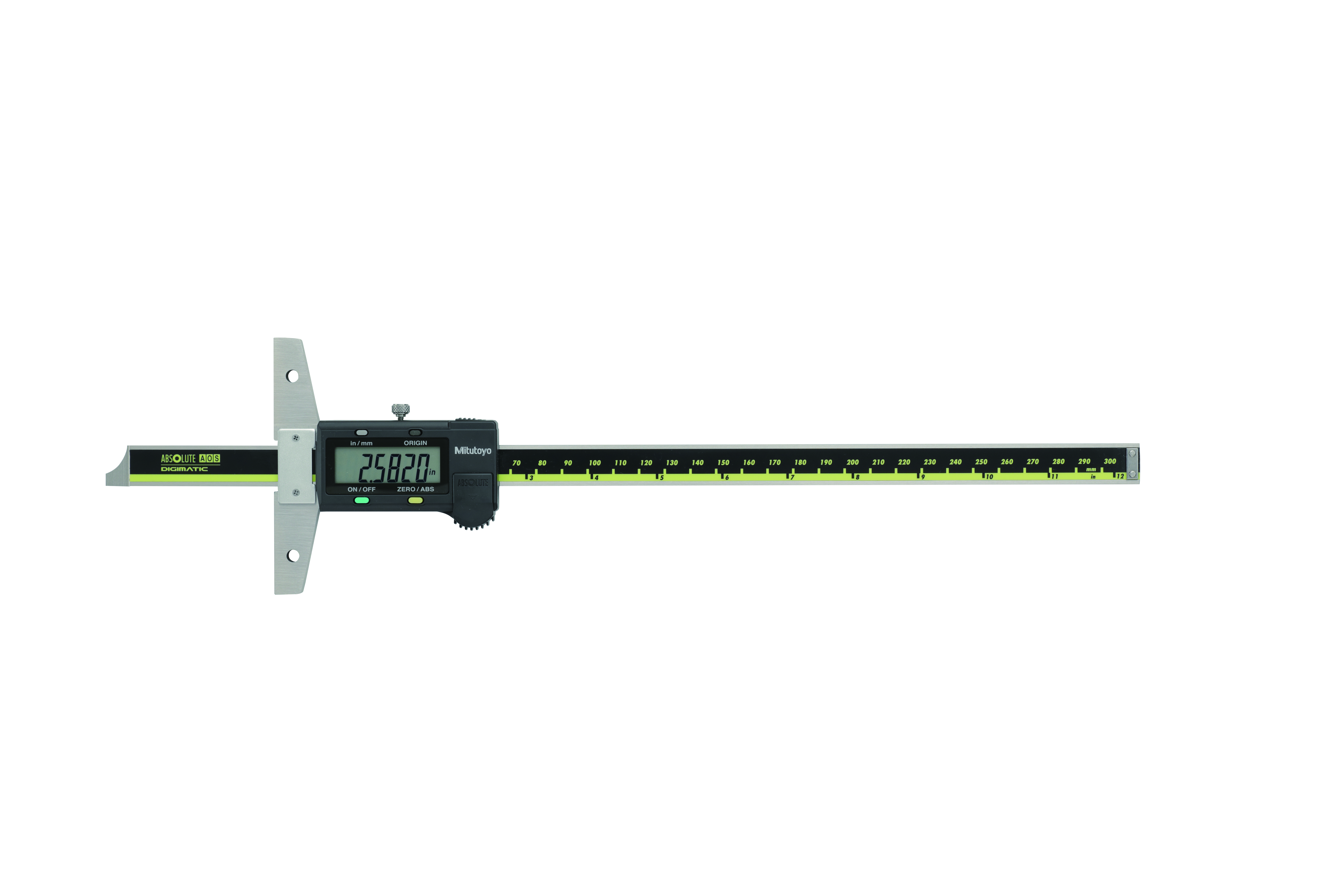 Mitutoyo, 571-213-30, 0-12 In/300mm, .0005 In/0.01mm, ABSOLUTE Digimatic Depth Gage, With SPC Data Output